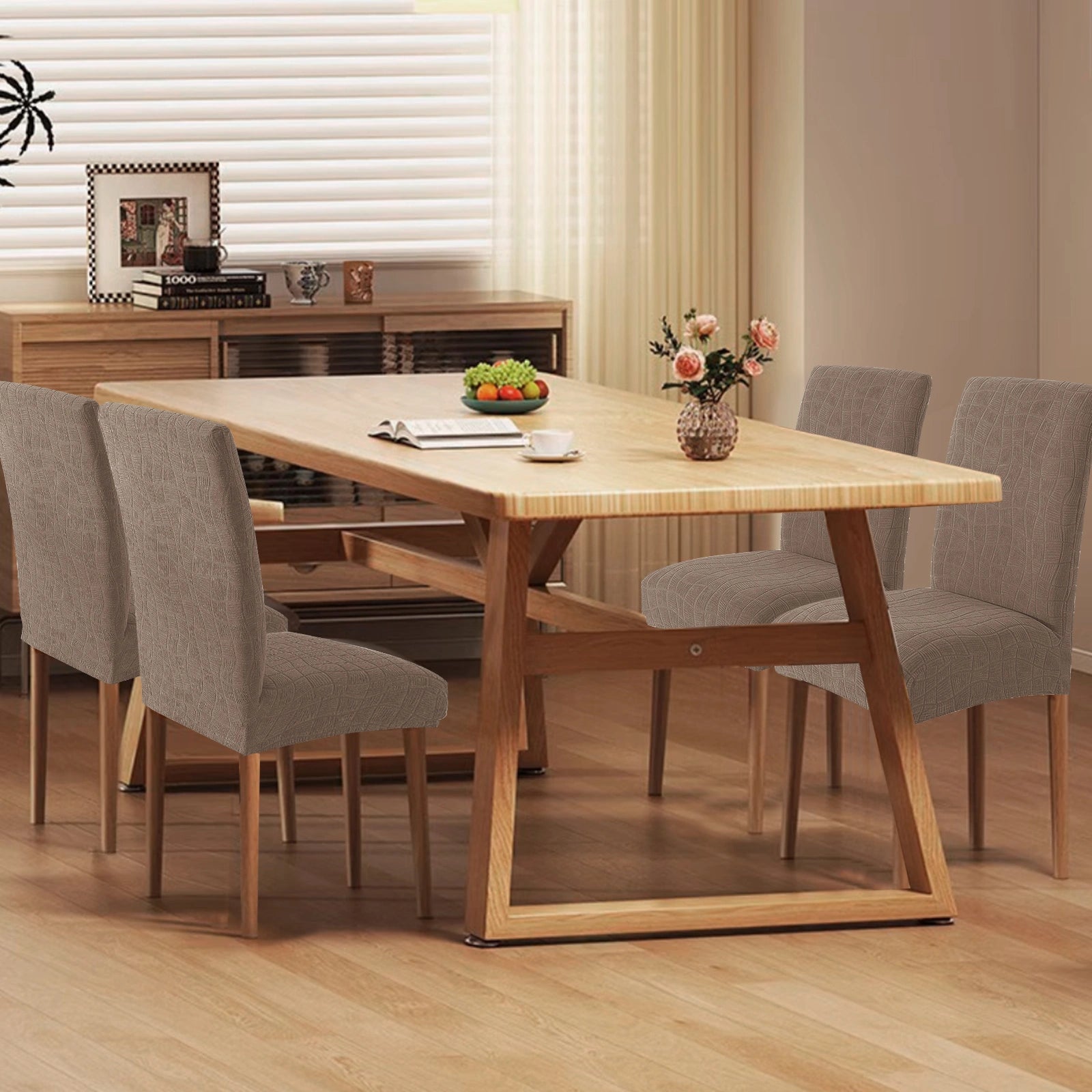 YSTYLE 4 PCS Fundas para Sillas – Ajuste Elástico, Resistente a los Rayones, Protector Universal para Sillas de Comedor - Ondulado 