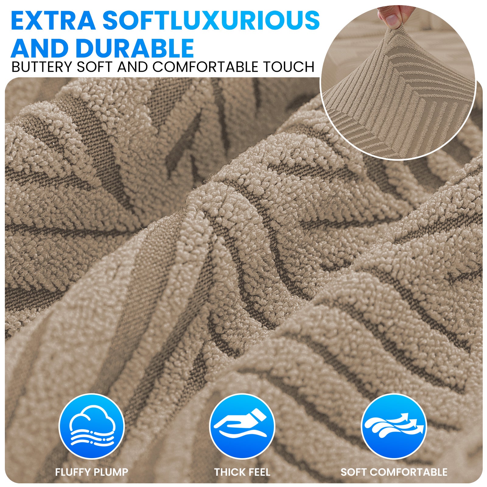 Ystyle Elastic Sofa Seat Cover, Universal Living Room Cushion Cover, Separate Sofa Cushion Slipcovers, Non-Slip, Stain-Resistant, Super Soft & Washable(2 Pieces+Chaise longue)