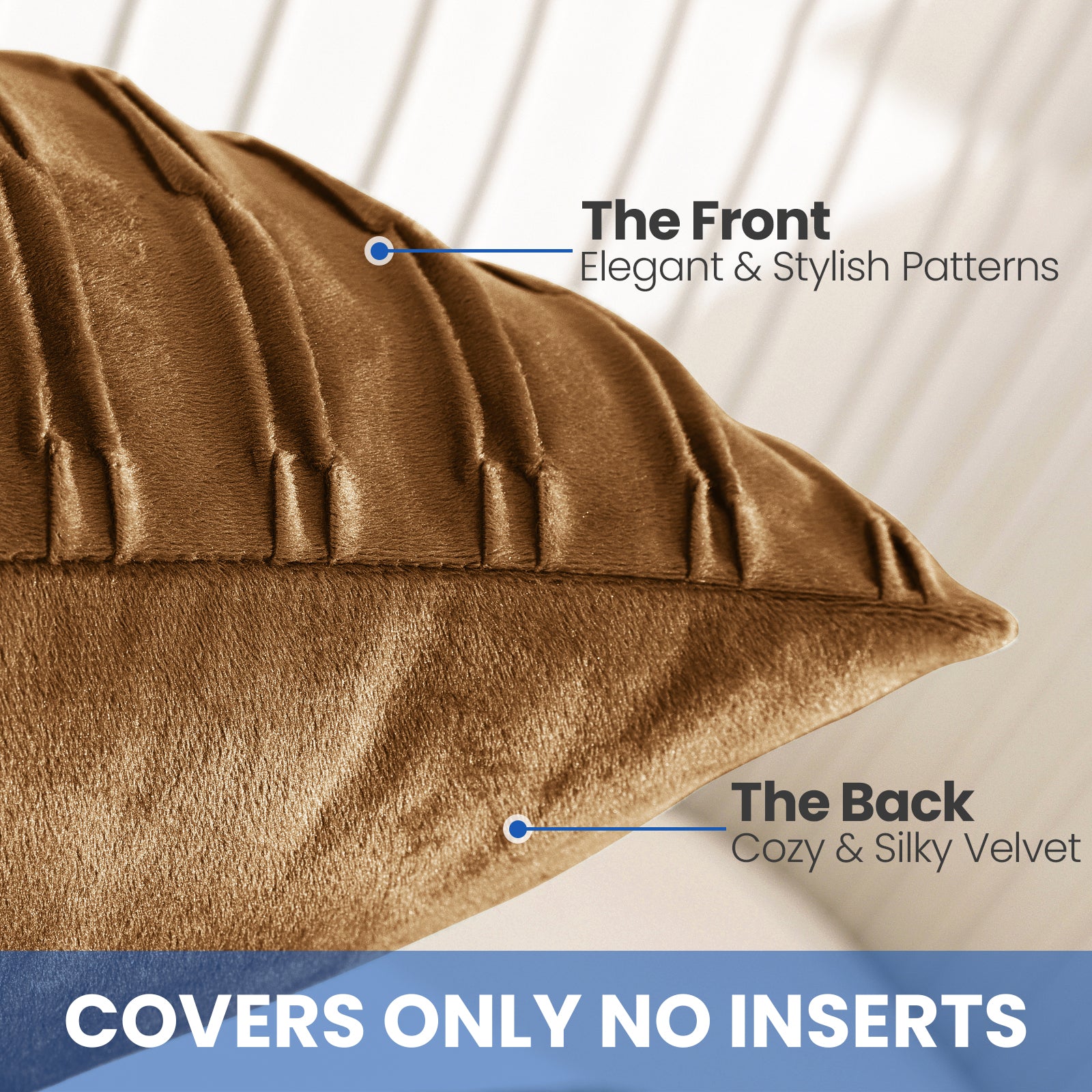 Ystyle Sofa Cushion Covers 50 x 50 cm Set of 2 Soft Velvet Sofa Cushion Covers Modern Bedroom Sofa Bed Invisible Zipper Washable Elegant Durable