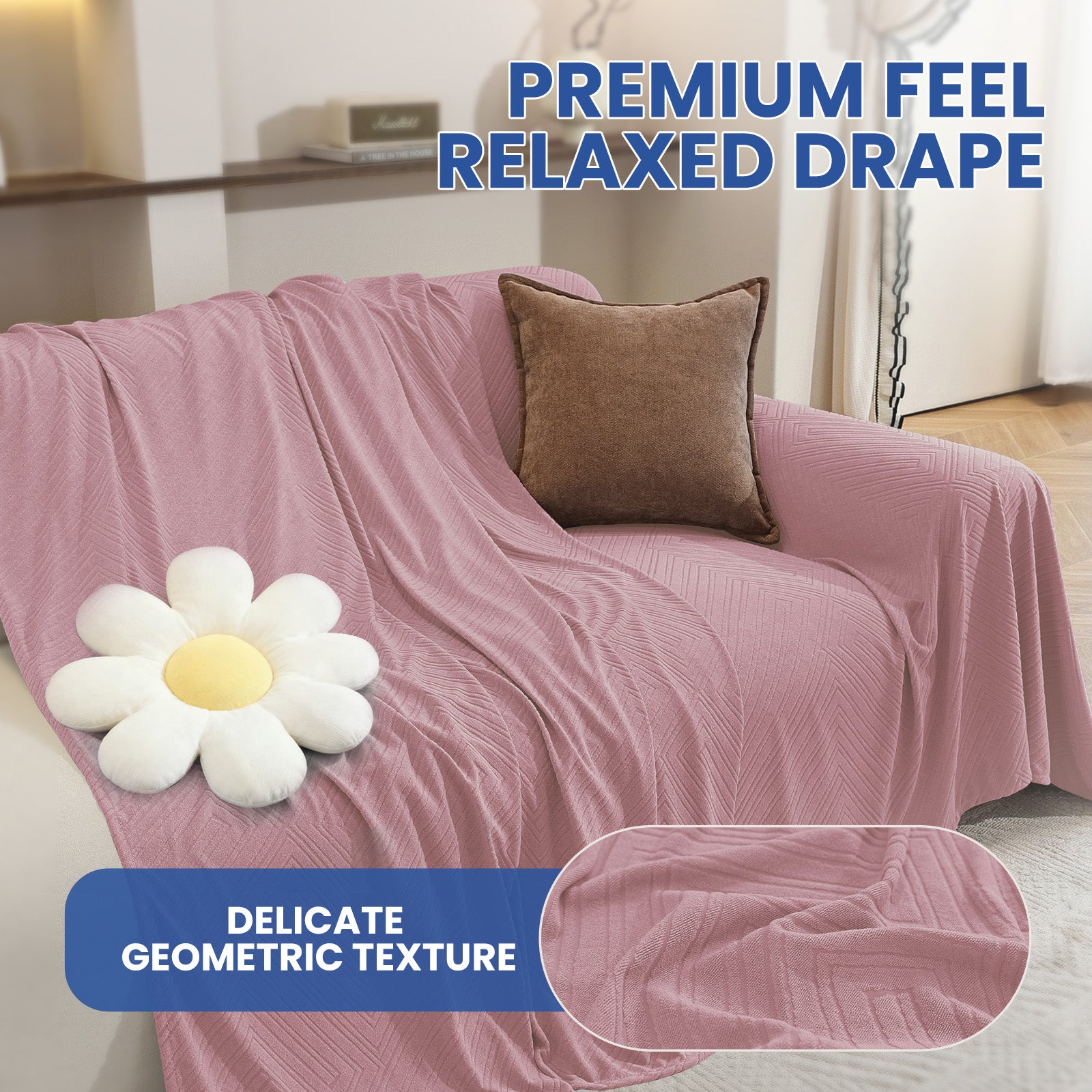 Ystyle 3 Seater Sofa Cover, 180x340 cm, Anti-Claw Protection, Soft Universal Sofa Cover, Anti-Dust, Large Size Modern Washable Sofa Throw