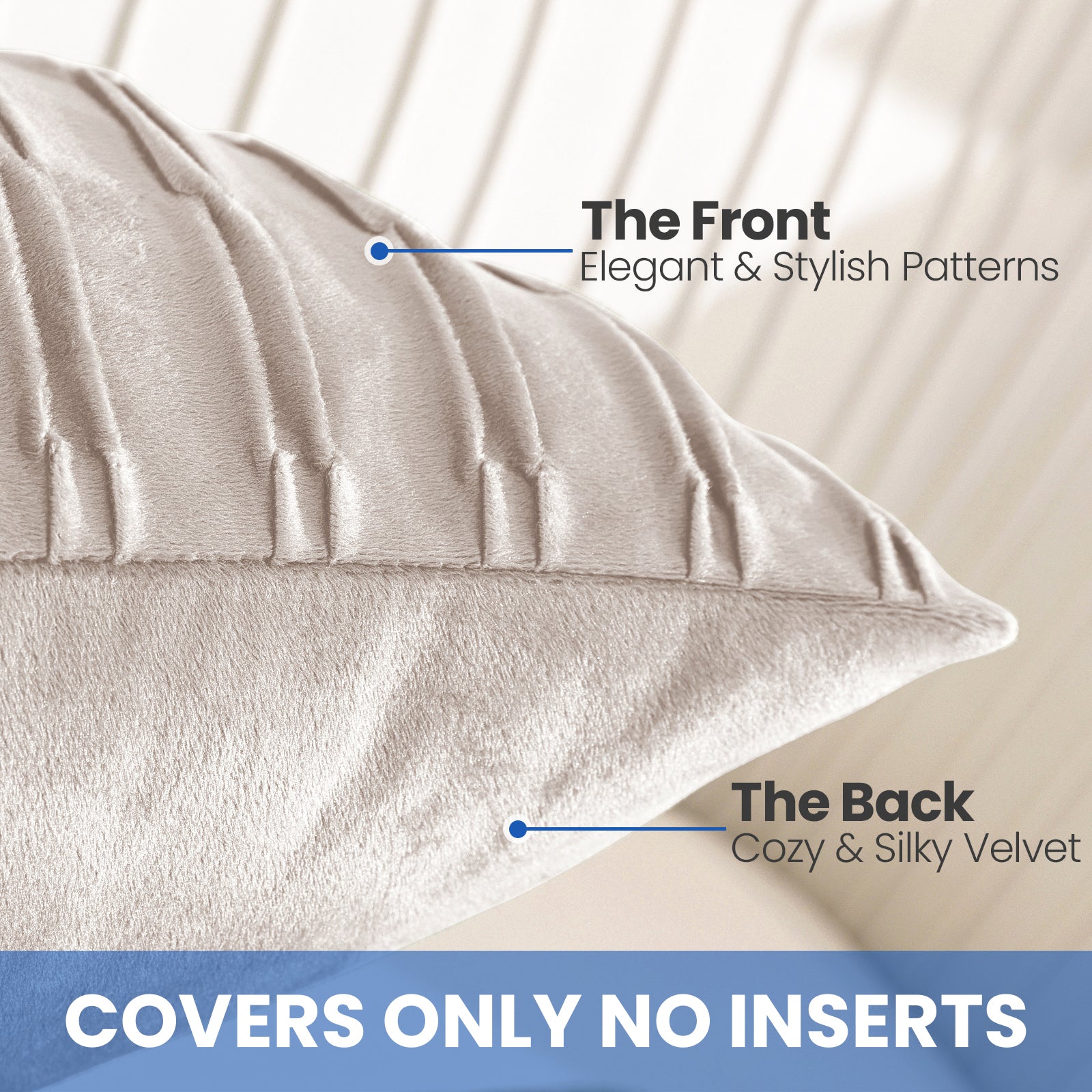 Ystyle Sofa Cushion Covers 50 x 50 cm Set of 2 Soft Velvet Sofa Cushion Covers Modern Bedroom Sofa Bed Invisible Zipper Washable Elegant Durable