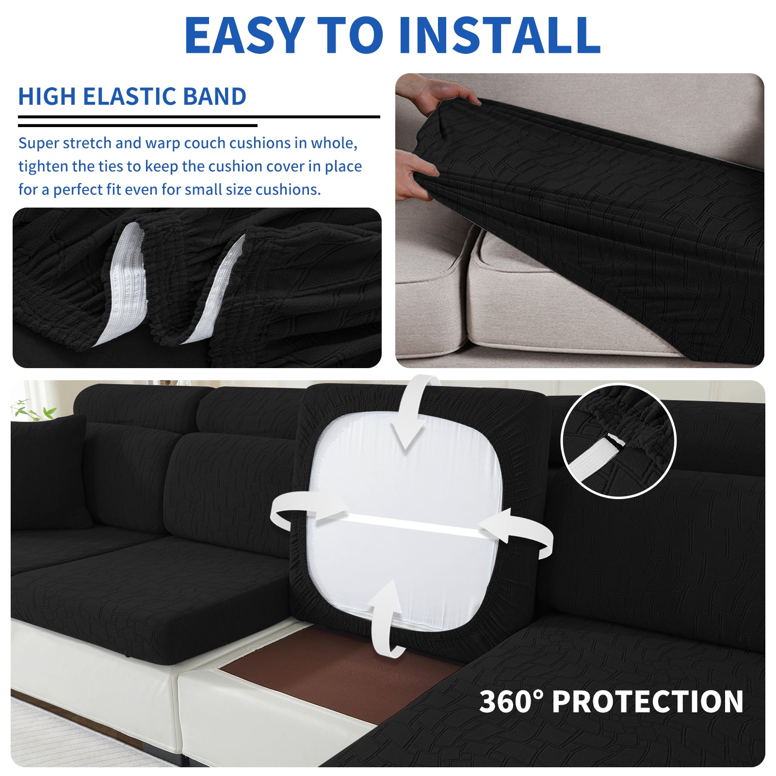 YSTYLE 2 pezzi Copertura per sedile divano elasticizzata 1 posto geometrico anti-scivolo