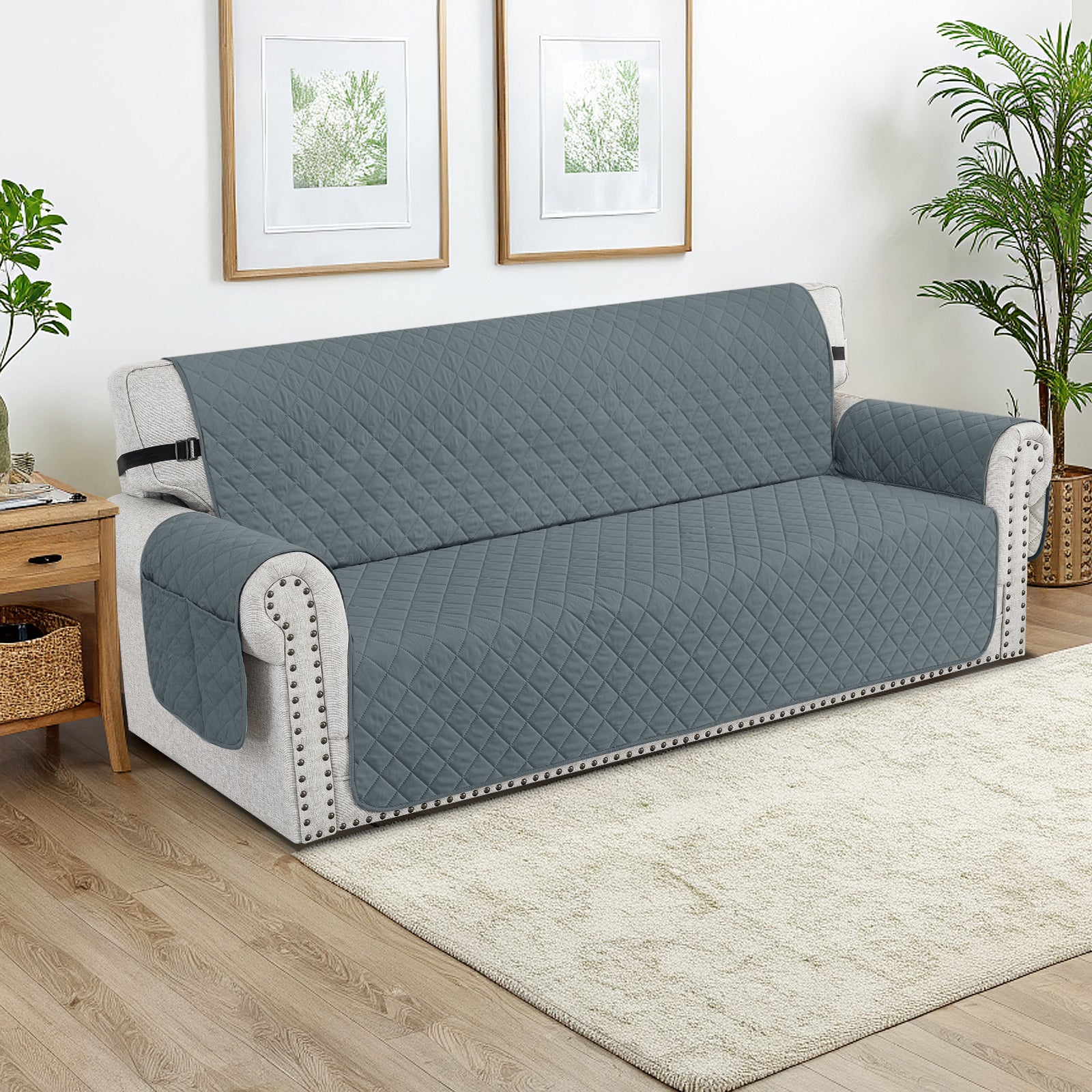 Ystyle Waterproof 1 Seater Sofa Cover with Side Pockets Anti-Slip