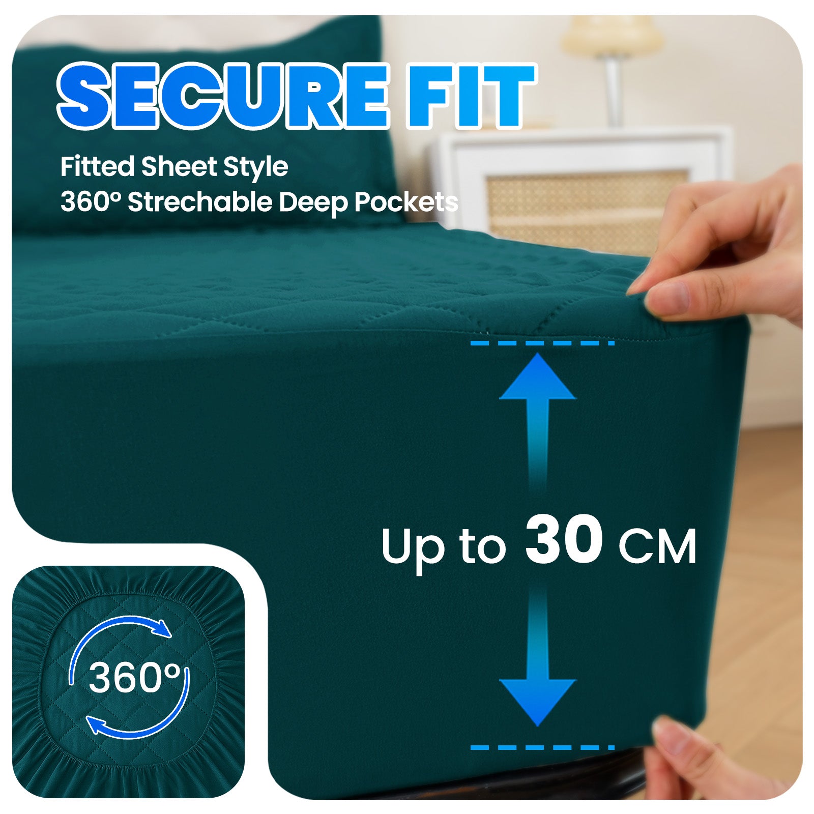 Waterproof Mattress Protector 90x190cm with Deep Pocket