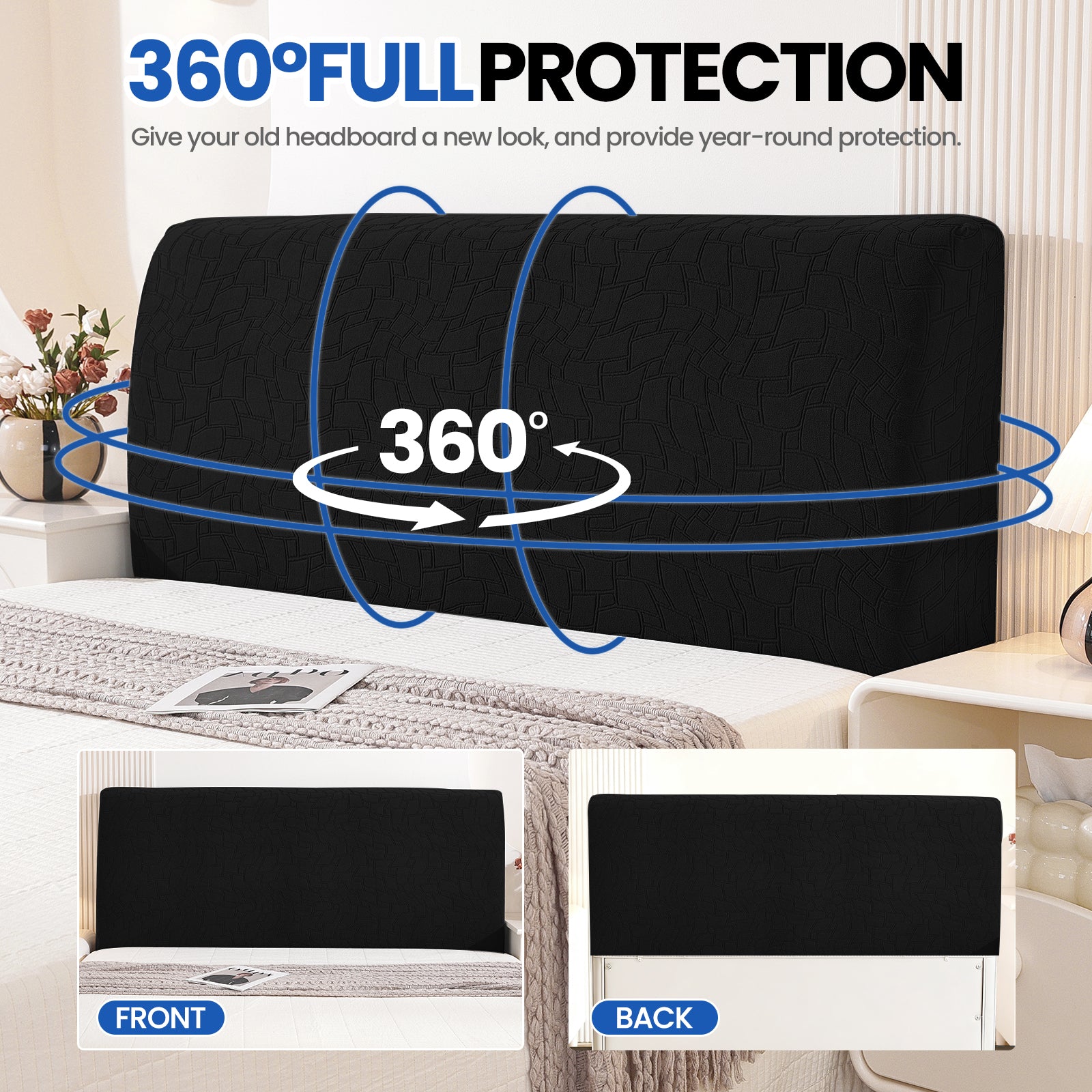 YSTYLE Universal Elastic 180cm Headboard Cover Dustproof Washable