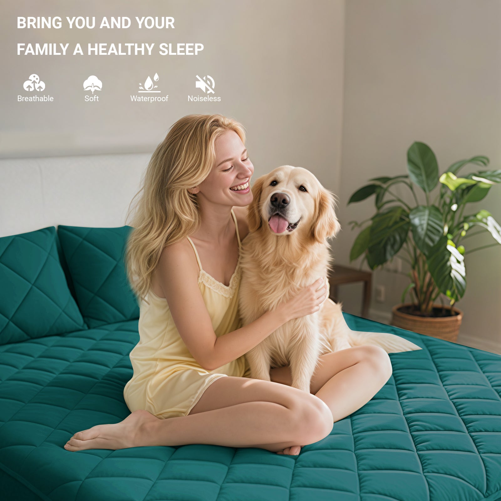 Waterproof Quilted Mattress Protector with Deep Pocket and Elastic Fit