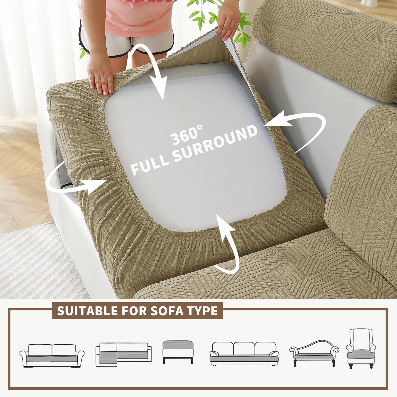 YSTYLE Copertura per sedile divano elasticizzata 1 posto motivo geometrico