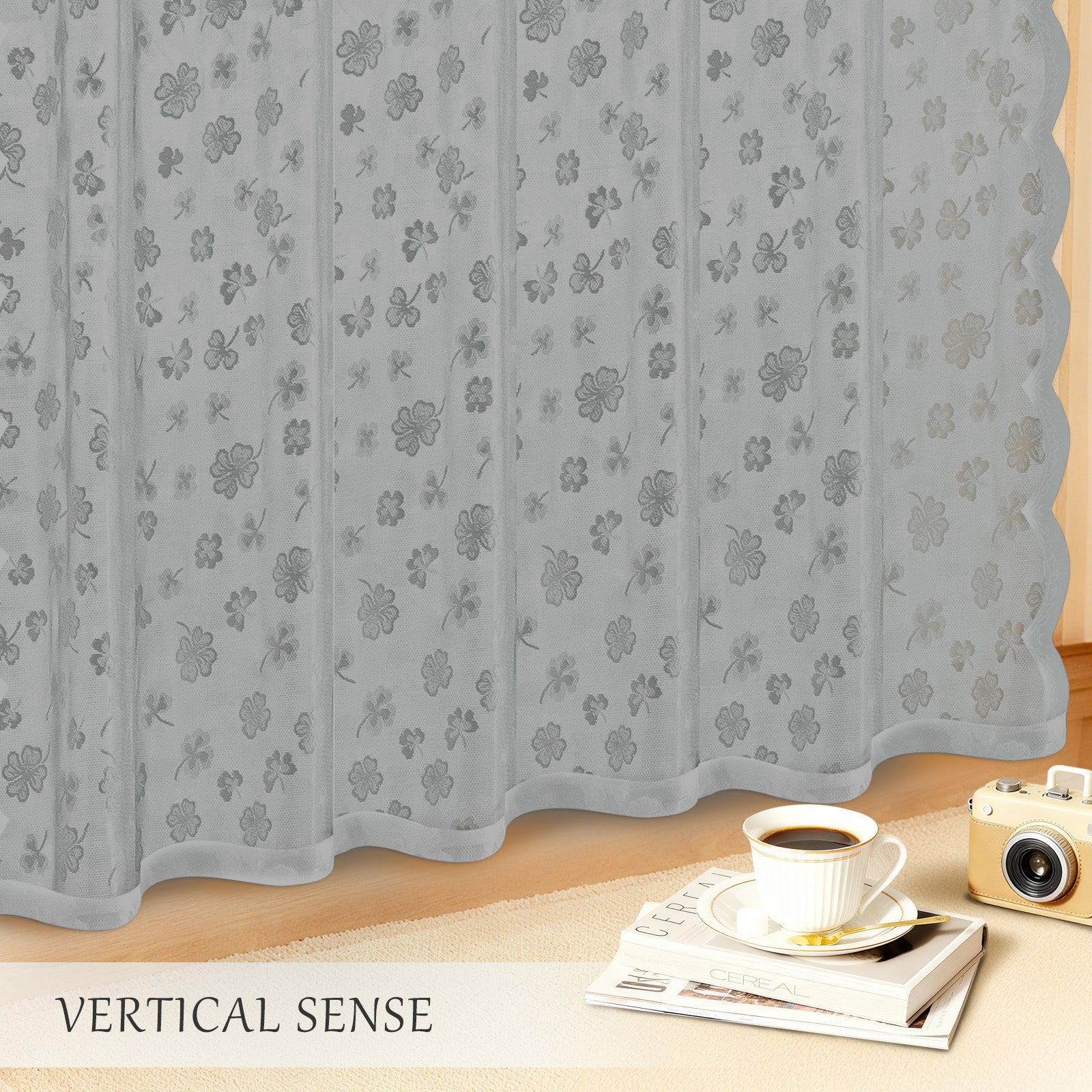 Ystyle 2 Panels Set, Semi-Sheer Indoor Curtains, 70x150cm, Classic Lace Voile Curtains with Rod Pocket, Lightweight