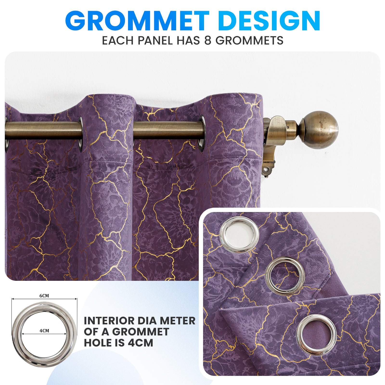 Ystyle 2 Stück Samt Verdunklungs Vorhänge 140x225 cm Gold Druck