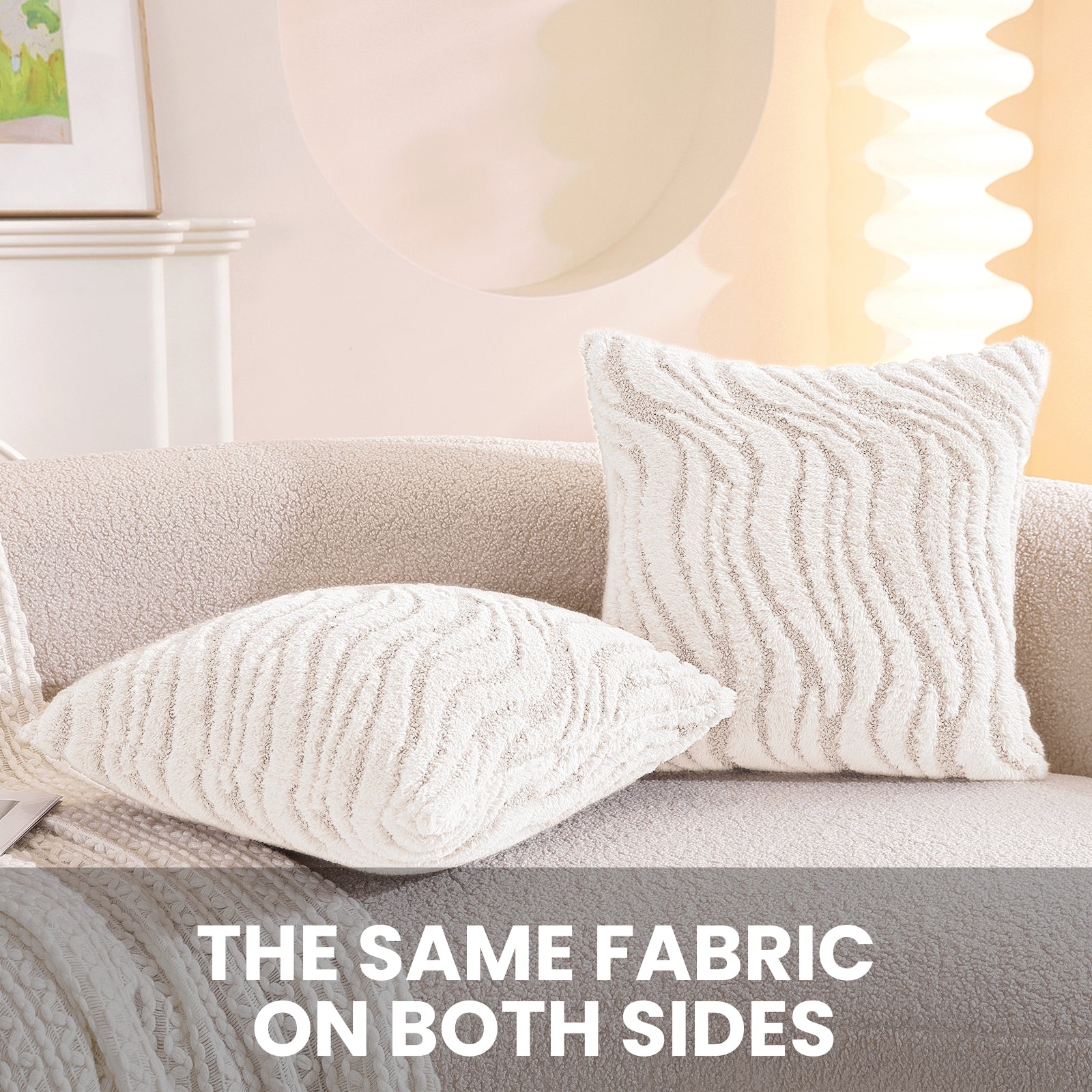 Ystyle 2 Pieces Striped Plush Sofa Cushion Covers 60x60cm-YSTYLE