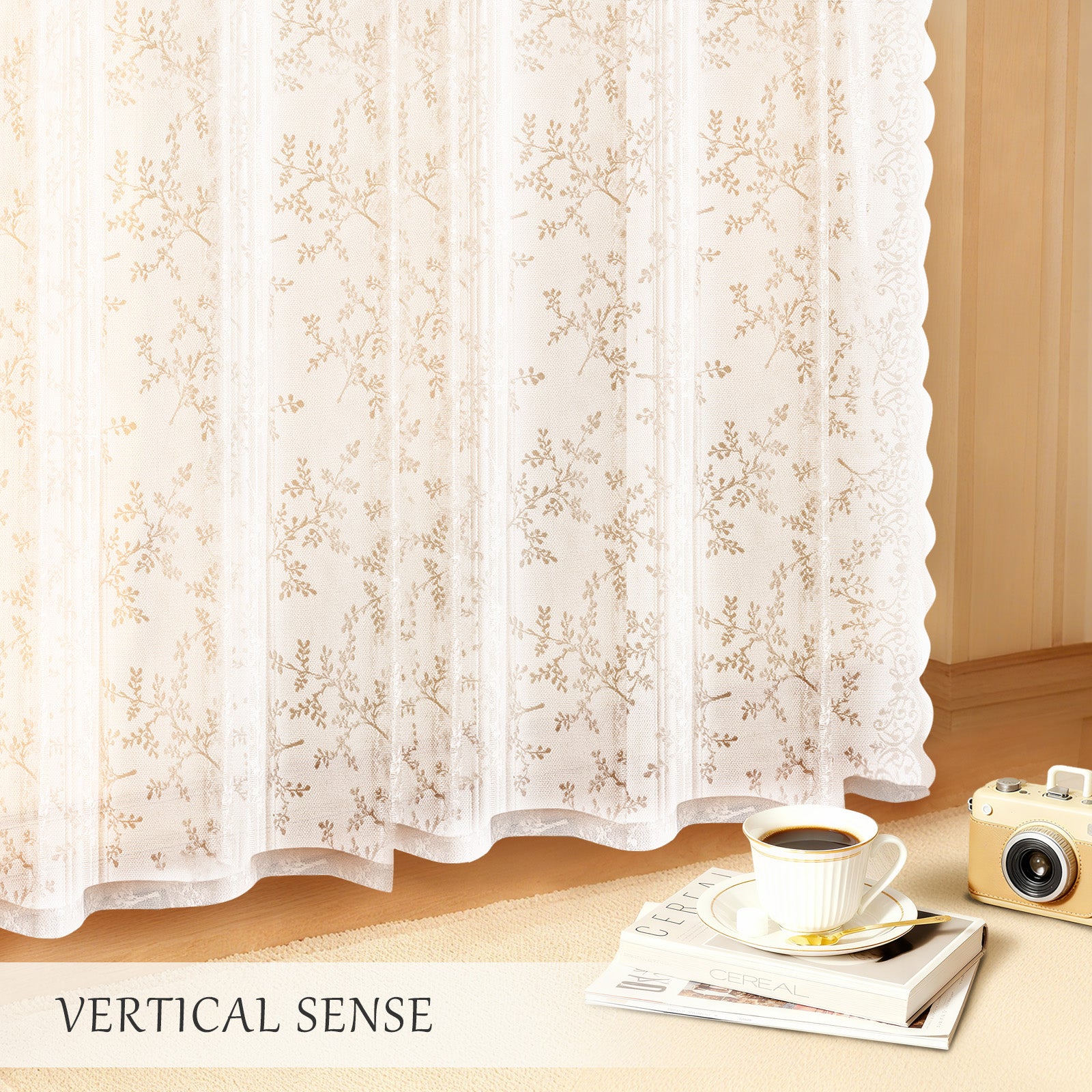 Ystyle 2 Panels Set Semi-Sheer Indoor Curtains, 70x120cm, Classic Lace Voile Curtains with Rod Pocket