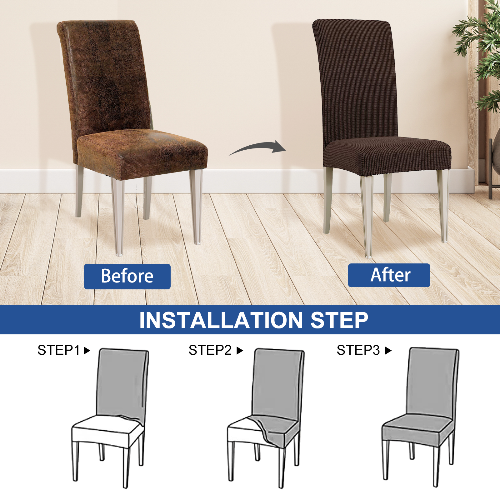 YSTYLE 6 Pieces Stretch Dining Chair Covers Jacquard Pattern
