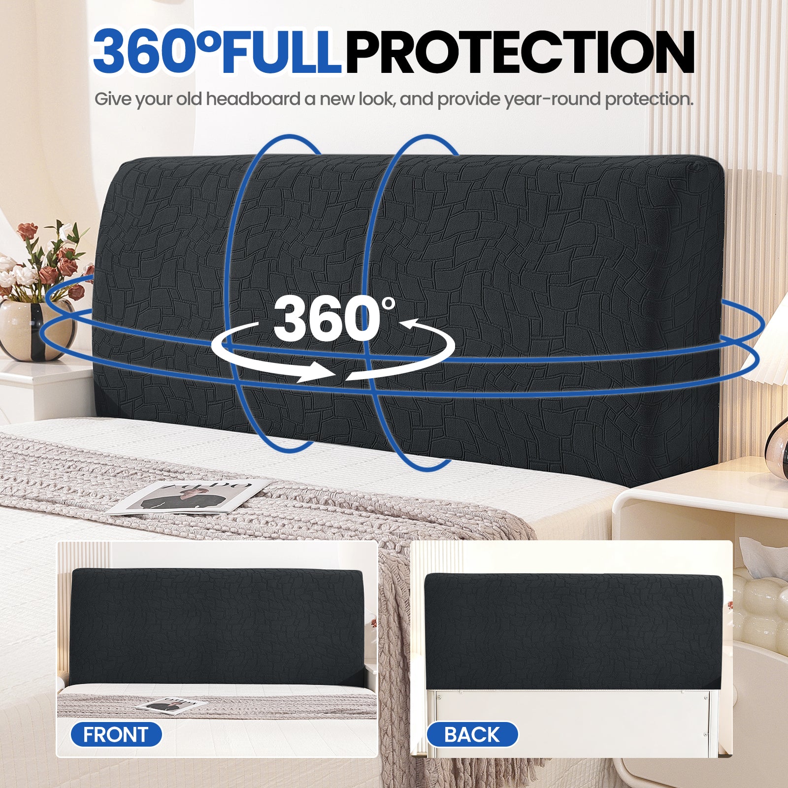 YSTYLE Universal Elastic 180cm Headboard Cover Dustproof Washable