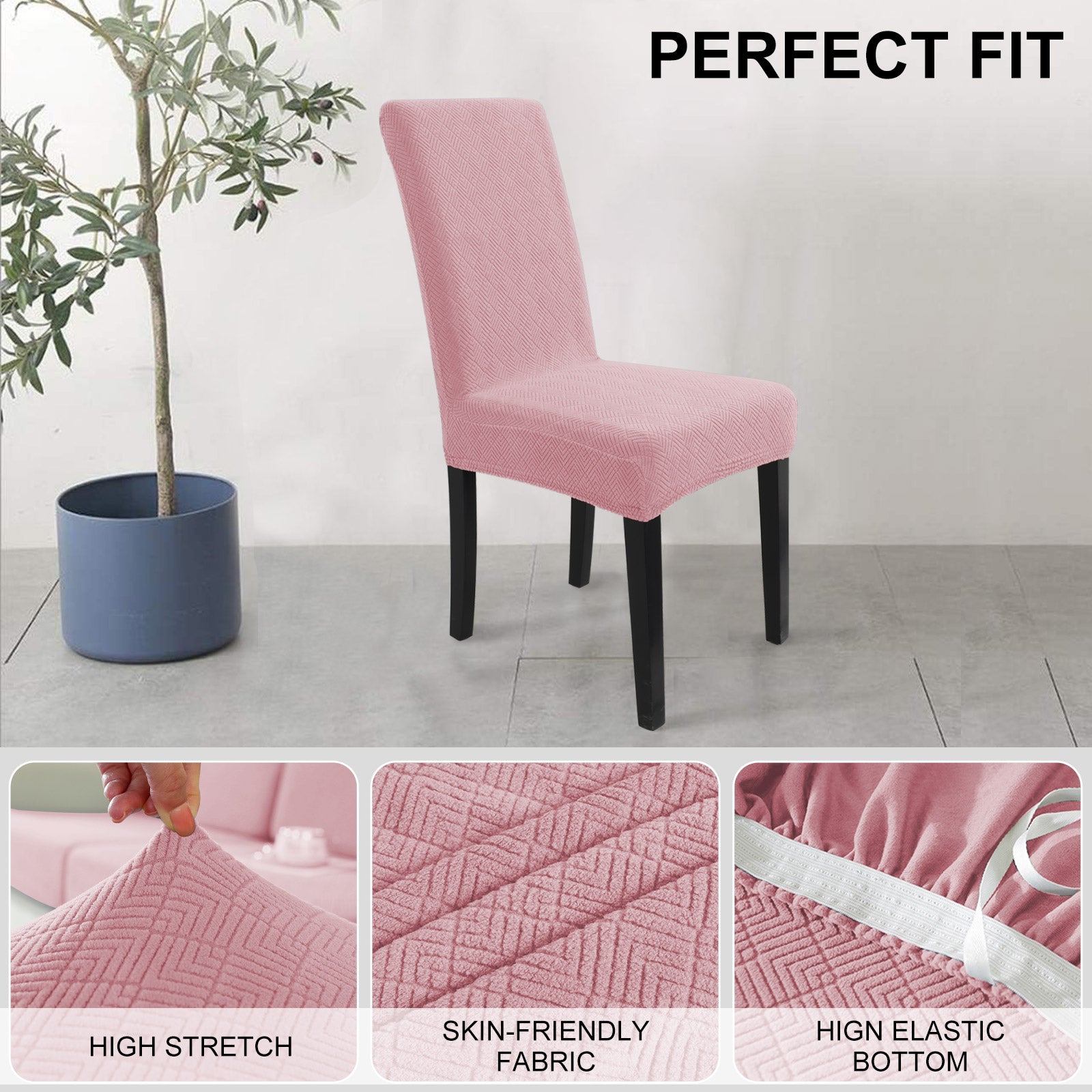 YSTYLE 4 pezzi coprisedie elastici con motivo jacquard a diamante