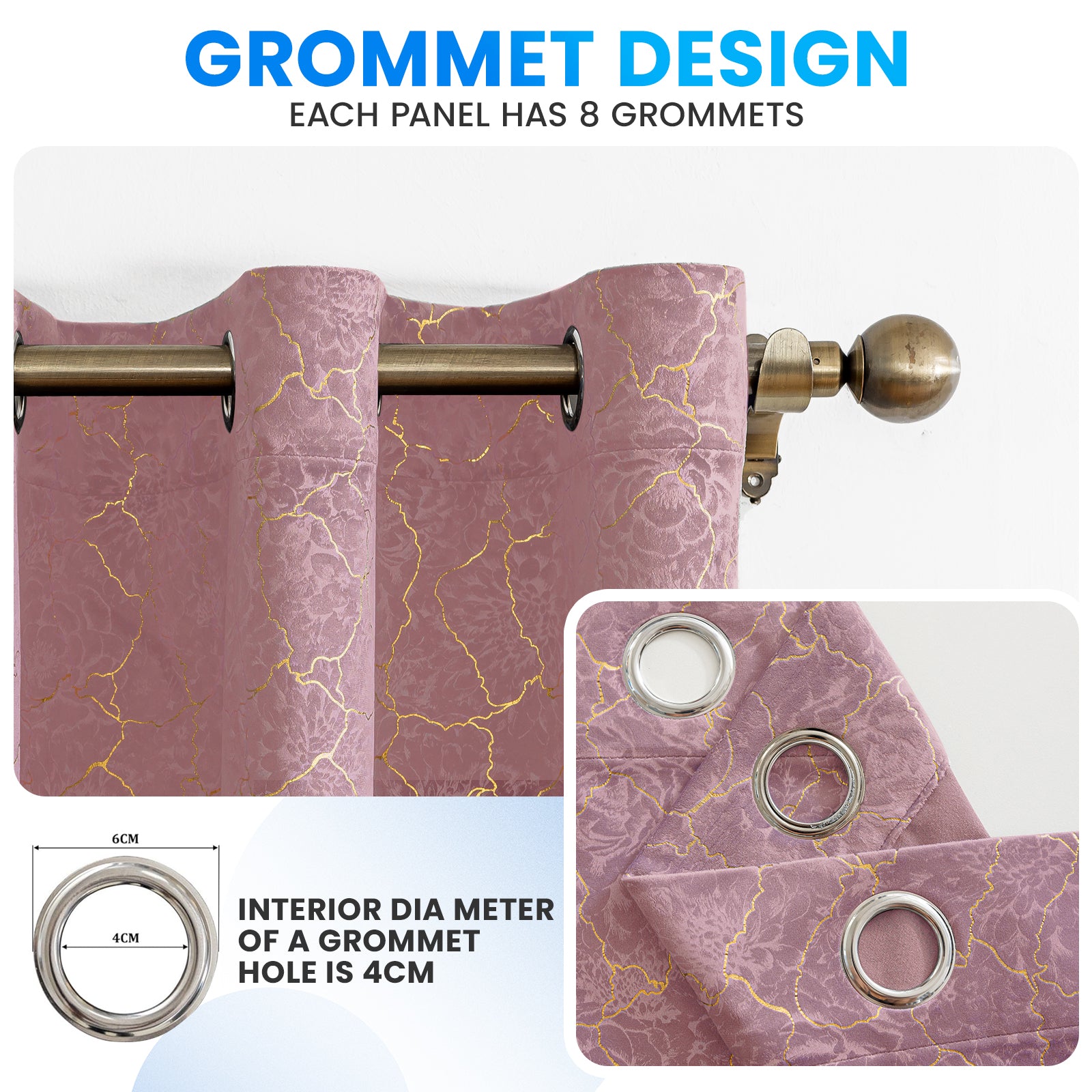 Ystyle 2 Stück Samt Verdunklungs Vorhänge 140x225 cm Gold Druck