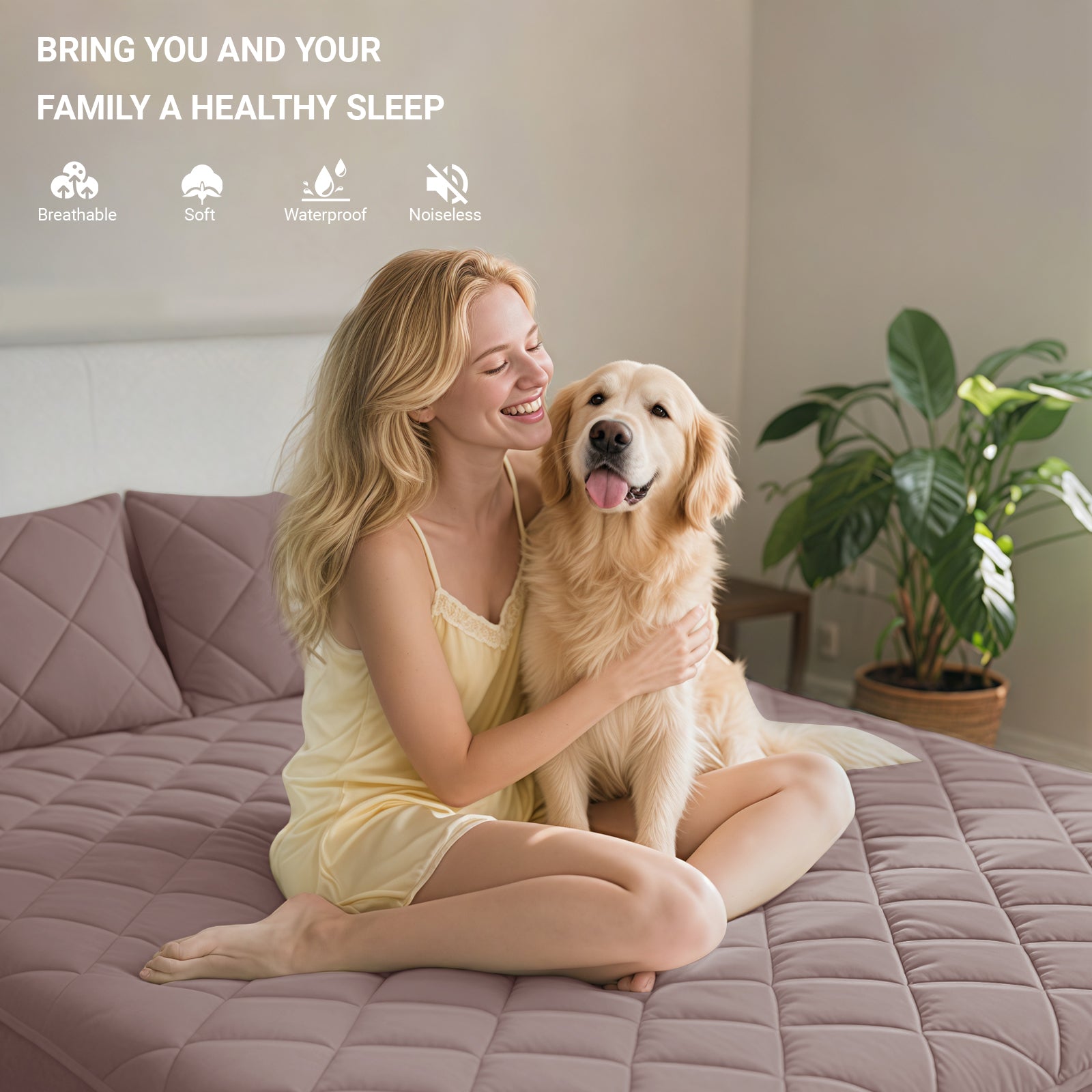 Waterproof Quilted Mattress Protector with Deep Pocket and Elastic Fit