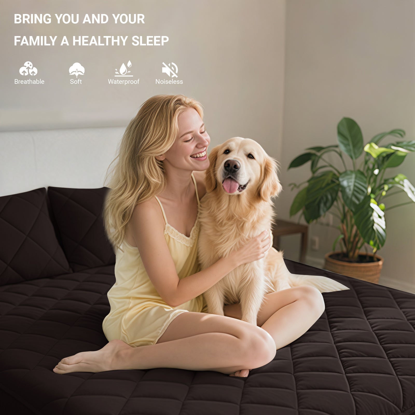 Waterproof Quilted Mattress Protector with Deep Pocket and Elastic Fit