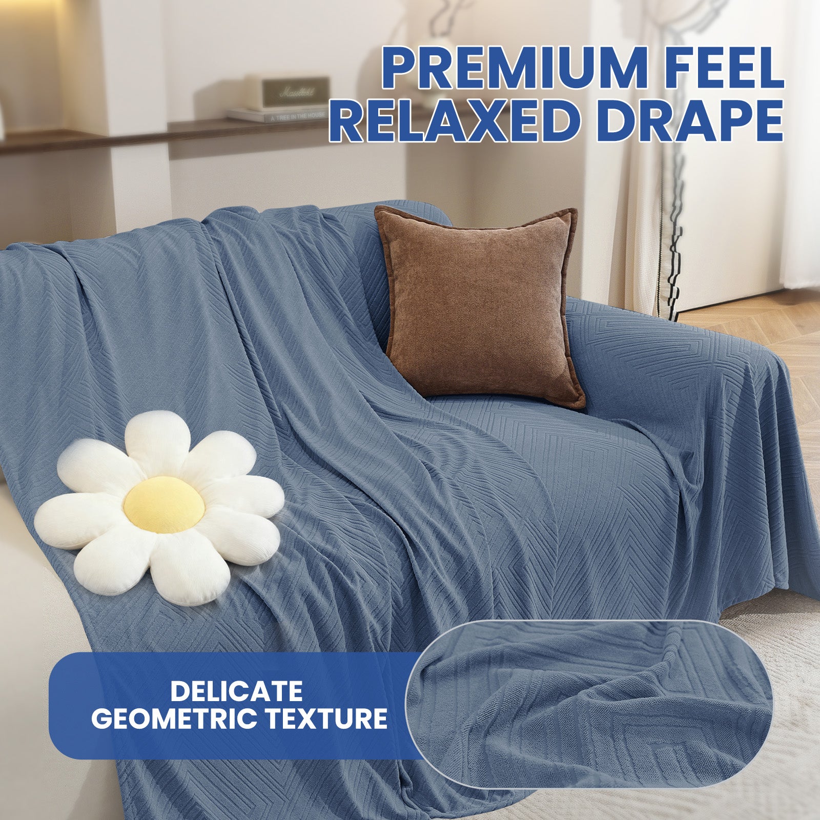 Ystyle 3 Seater Sofa Cover, 180x340 cm, Anti-Claw Protection, Soft Universal Sofa Cover, Anti-Dust, Large Size Modern Washable Sofa Throw