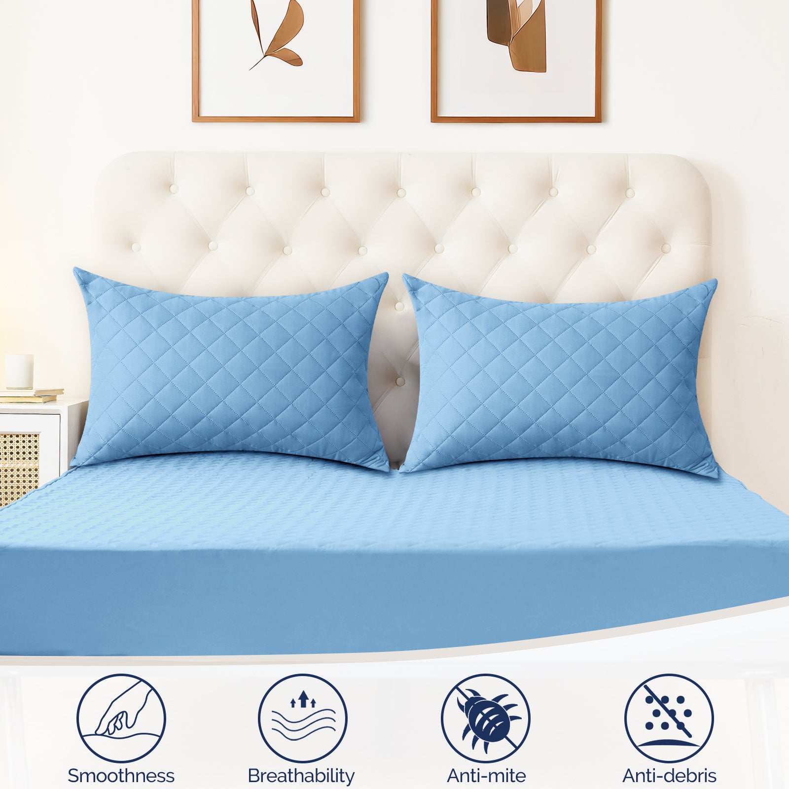 YSTYLE 2 Waterproof Pillowcases 50x80cm Breathable Anti Mite-YSTYLE