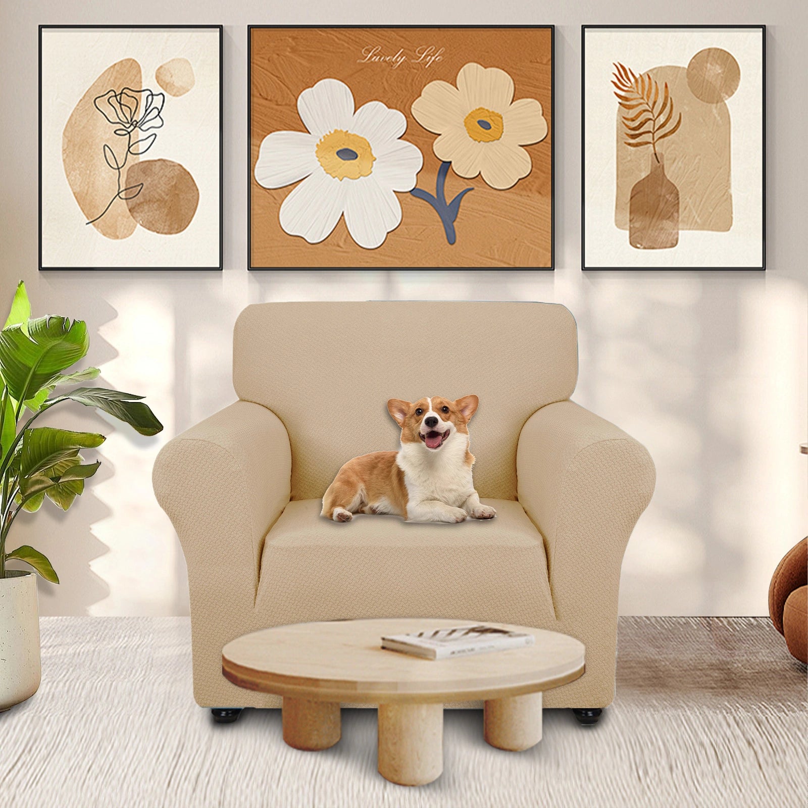 YSTYLE Cubierta de Sofá para 1 Asiento – Jacquard Elástico, Antideslizante, A prueba de Gatos, Lavable, Cubierta Completa-Enlace 