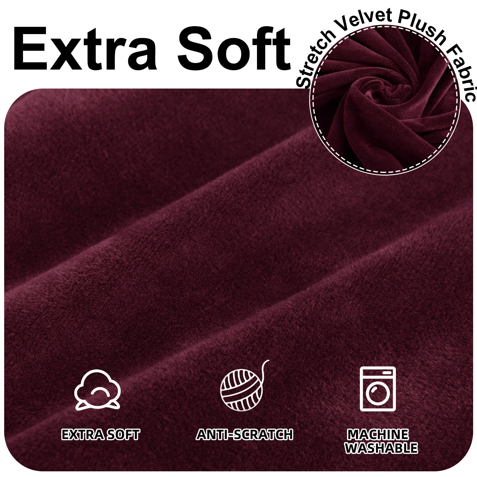 YSTYLE Velvet Cubierta de Sofá para 3 Personas – Ajuste Elástico, Anti-Rasguño, Amigable con Mascotas, Antideslizante, Lavable 