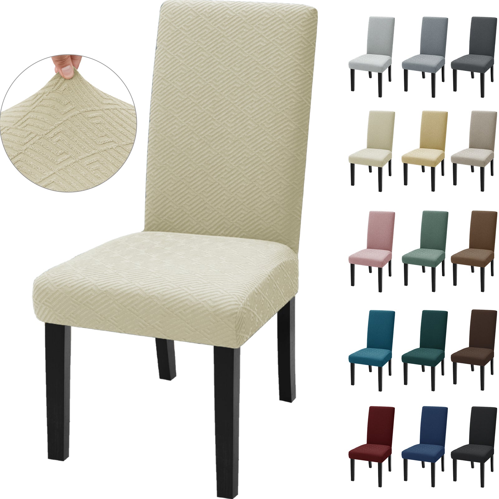 Cubiertas de Silla Elástica YSTYLE – 2 Unidades, Ajuste Universal, Anti-Rayado, Lavables, Estilo Moderno - Espalda Jacquard