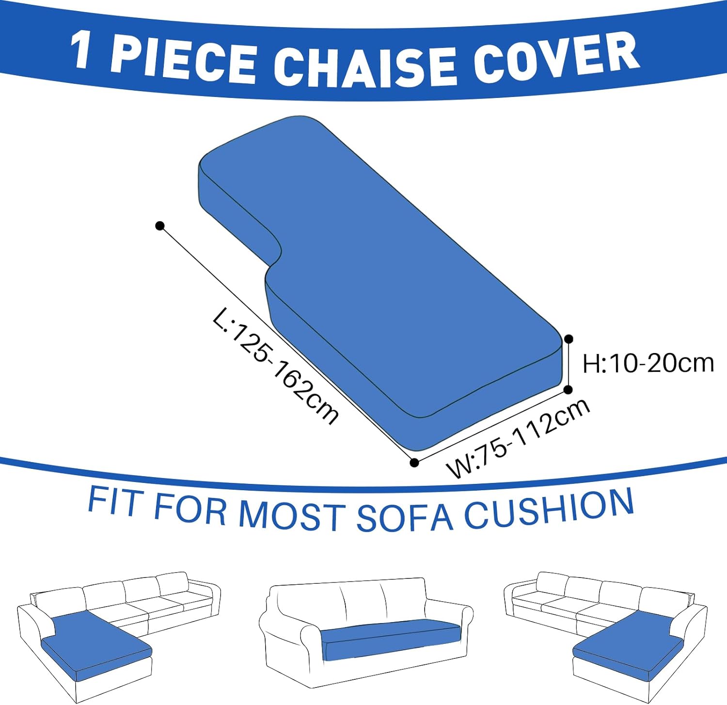 YSTYLE Chaise Sofa Cushion Cover – Stretch Fit, Universal Use, Anti-Slip, Scratch Resistant, Geometric Design-Rhombic