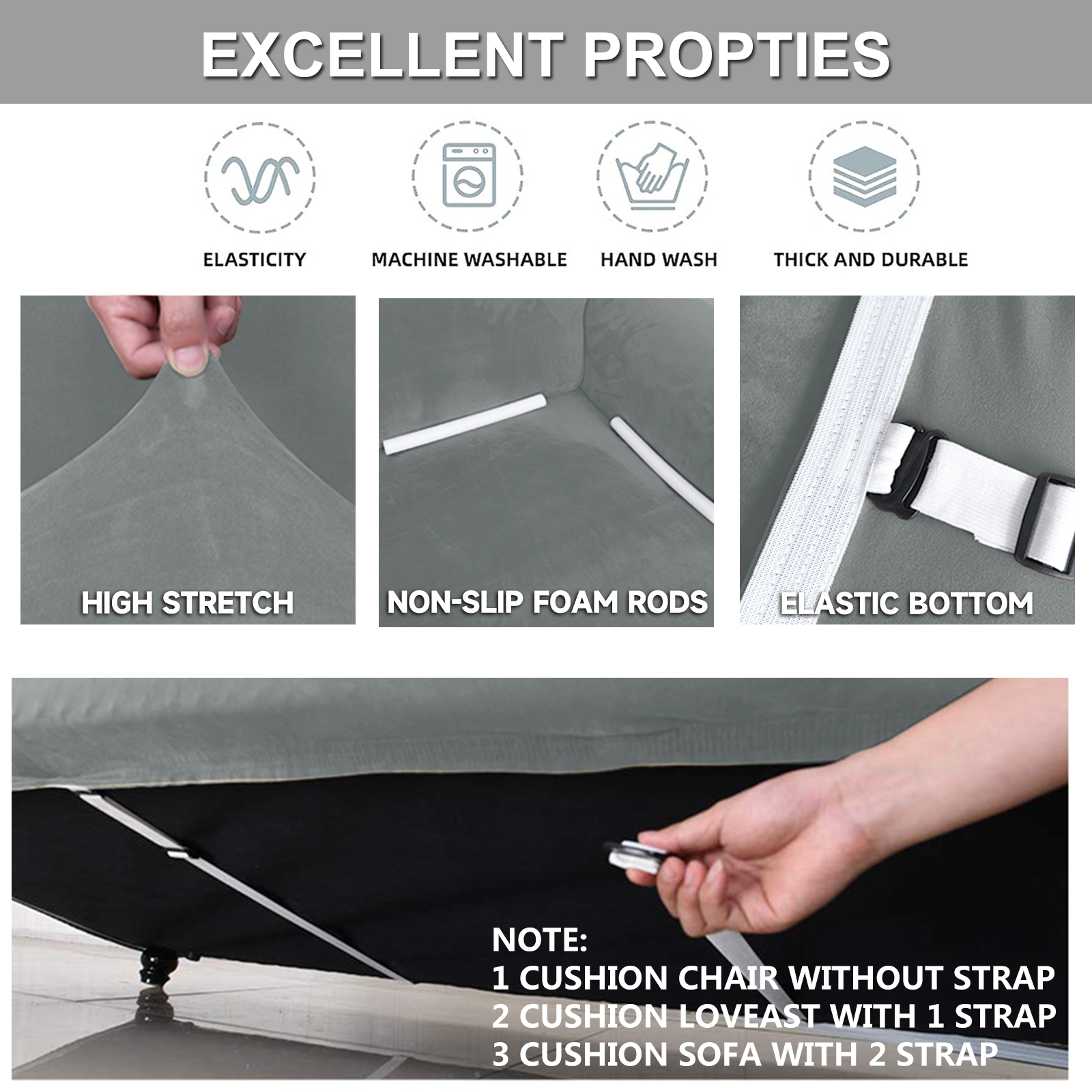 YSTYLE Velvet Cubierta de Sofá para 3 Personas – Ajuste Elástico, Anti-Rasguño, Amigable con Mascotas, Antideslizante, Lavable 