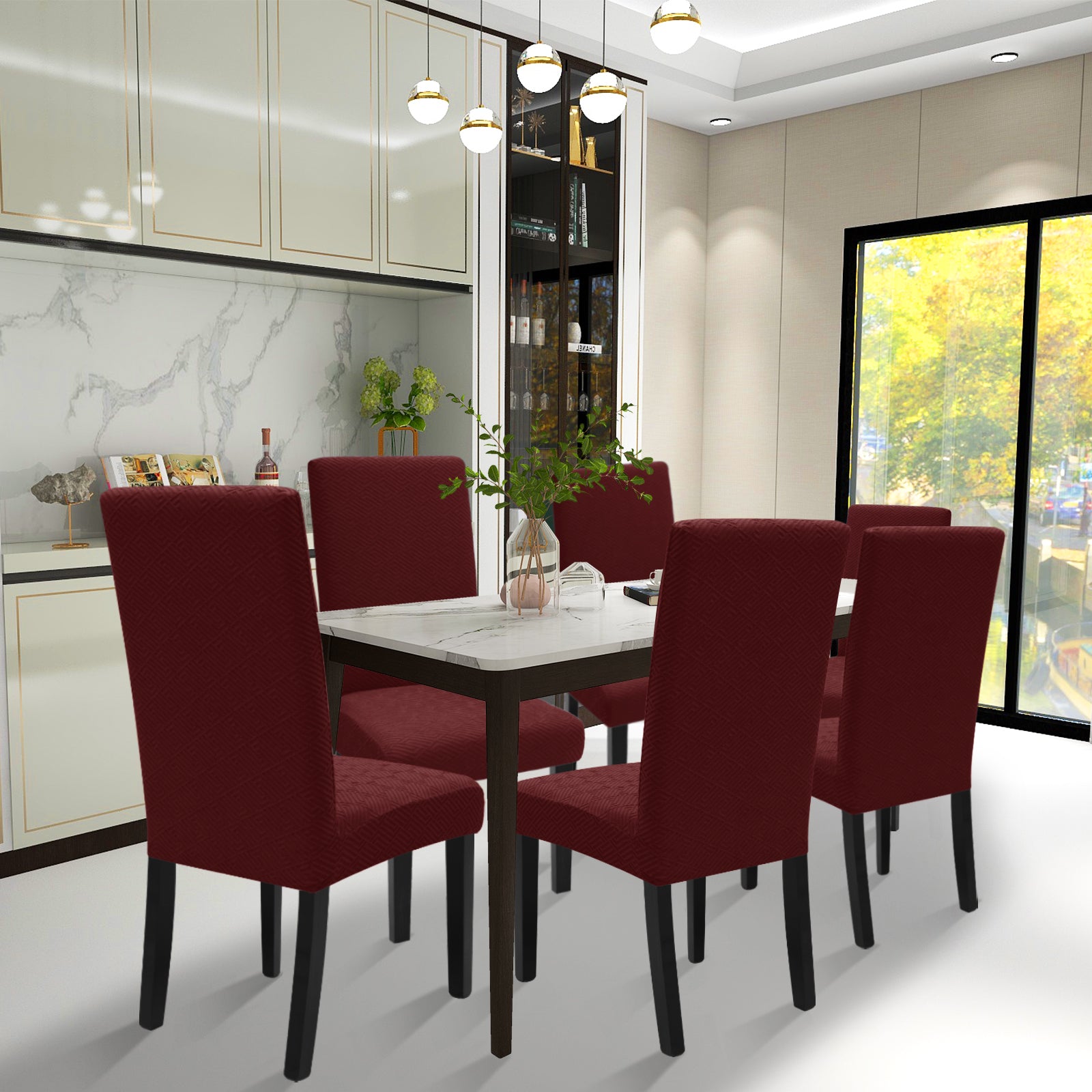Cubiertas de Silla Estirables YSTYLE - 4 Piezas, Ajuste Universal, Anti-Rayado, Lavables, Estilo Moderno - Espalda Jacquard