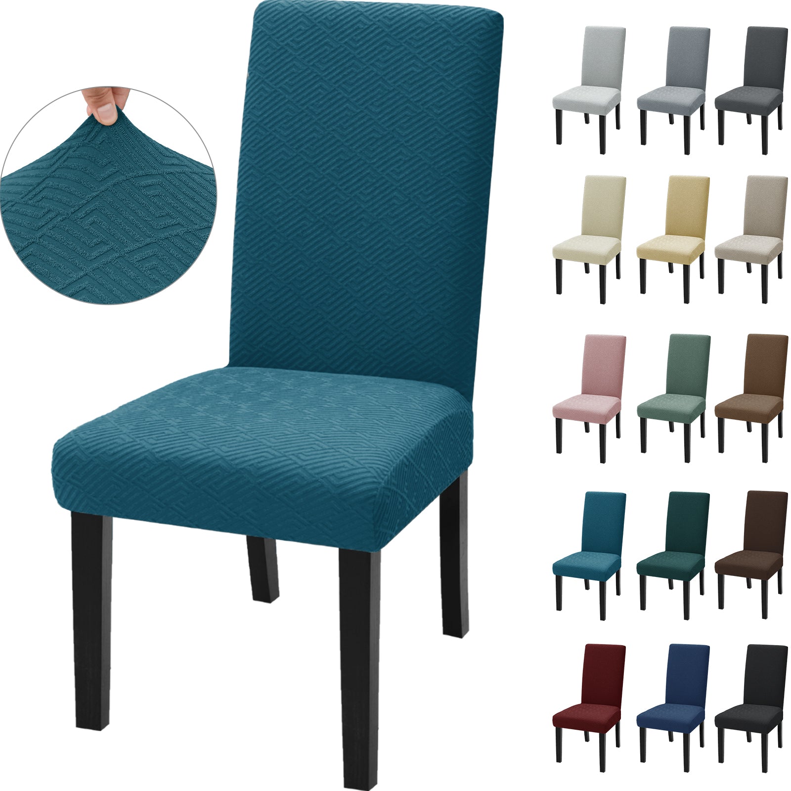 Cubiertas de Silla Estirables YSTYLE - 4 Piezas, Ajuste Universal, Anti-Rayado, Lavables, Estilo Moderno - Espalda Jacquard