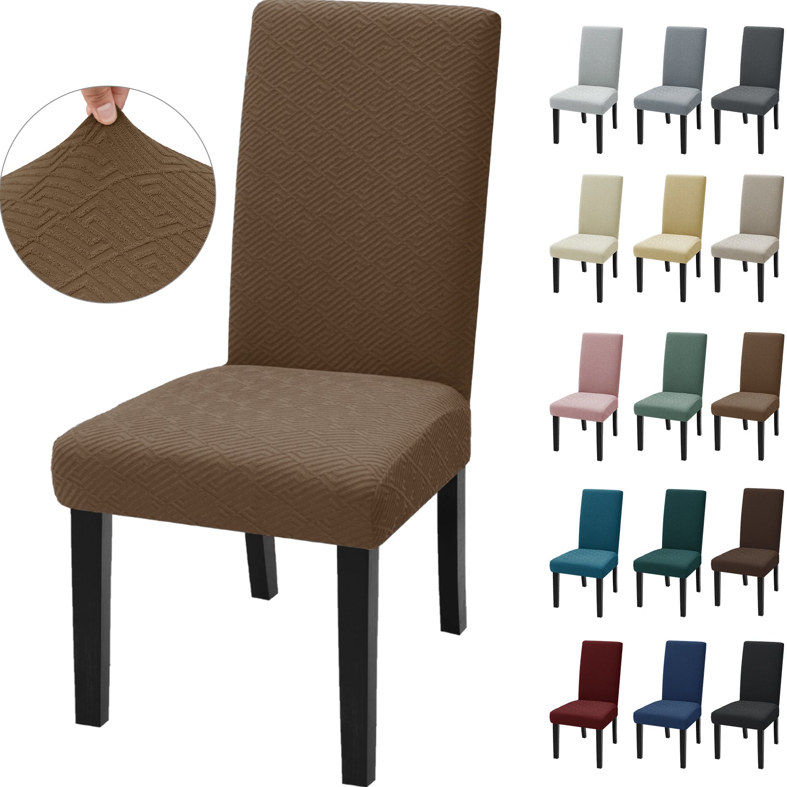 Cubiertas de Silla Estirables YSTYLE - 4 Piezas, Ajuste Universal, Anti-Rayado, Lavables, Estilo Moderno - Espalda Jacquard