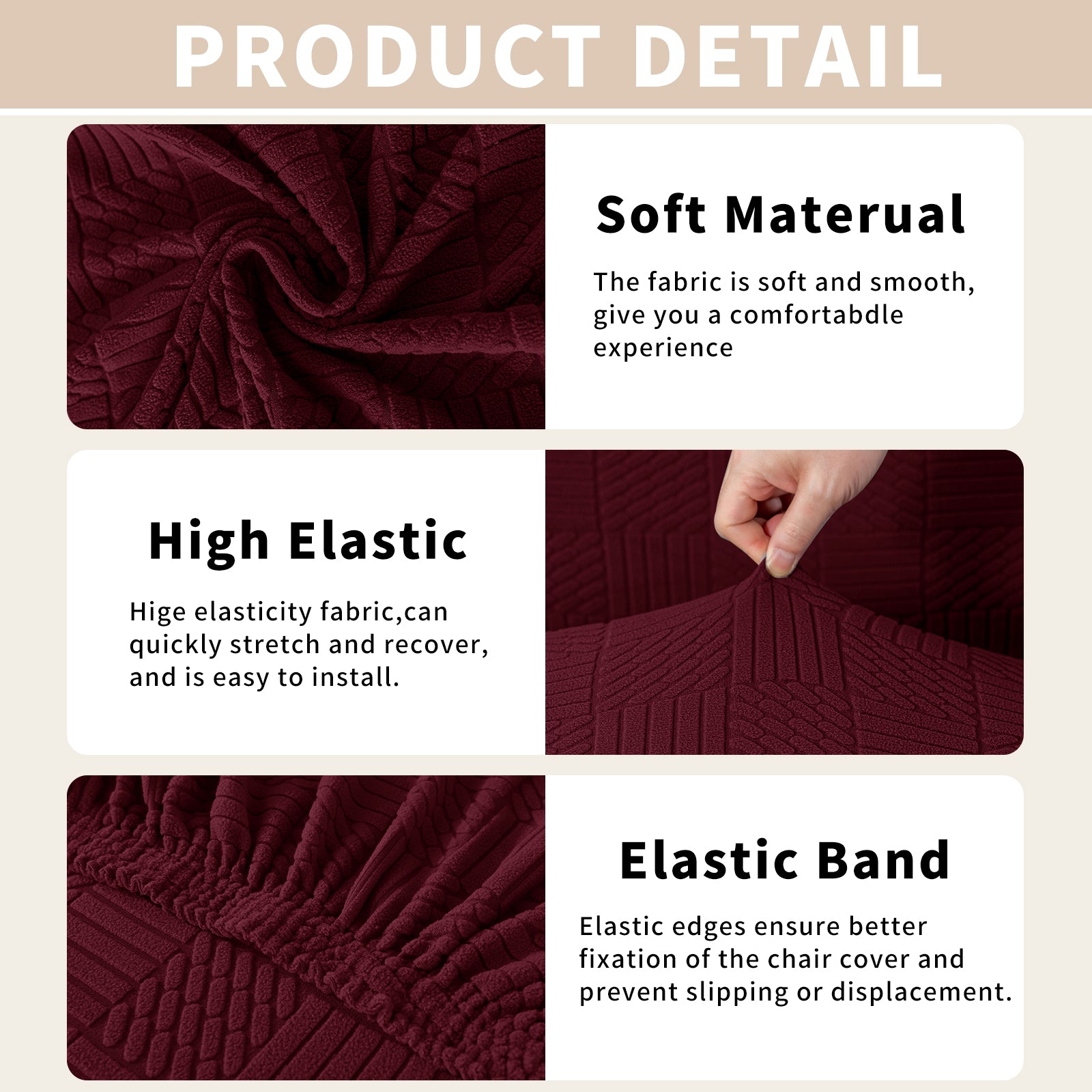 YSTYLE Universal 6 piezas fundas de silla, ajuste elástico, resistente a los arañazos, tela suave - cinco líneas. 