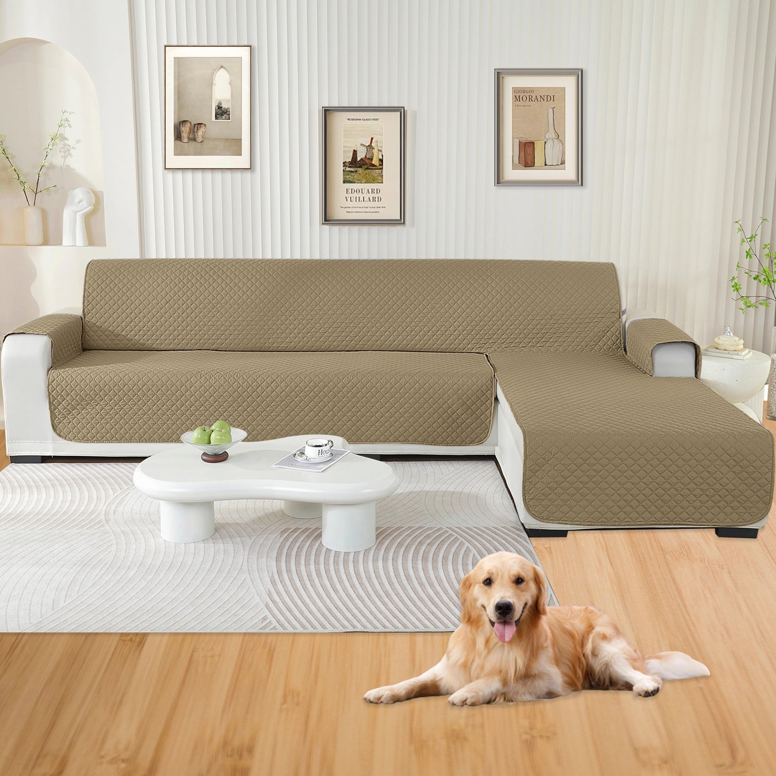 YSTYLE L-Tipo para Sofá de Esquina Impermeable de 3 Lugares con Capa, Antideslizante, Diseño Reversible de Península - Romboide