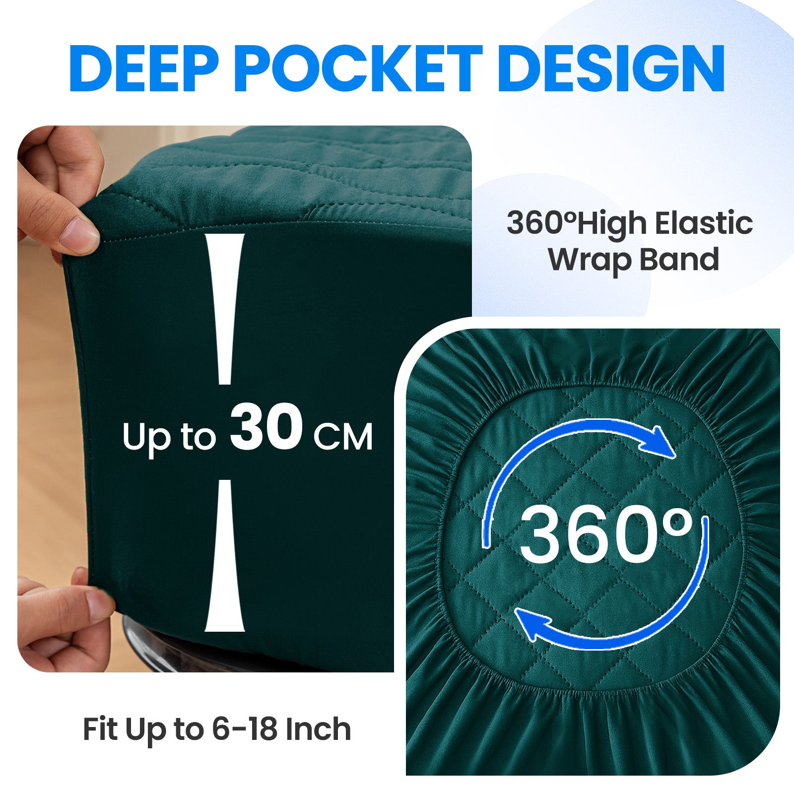 Waterproof Quilted Mattress Protector 160x190cm with Deep Pocket