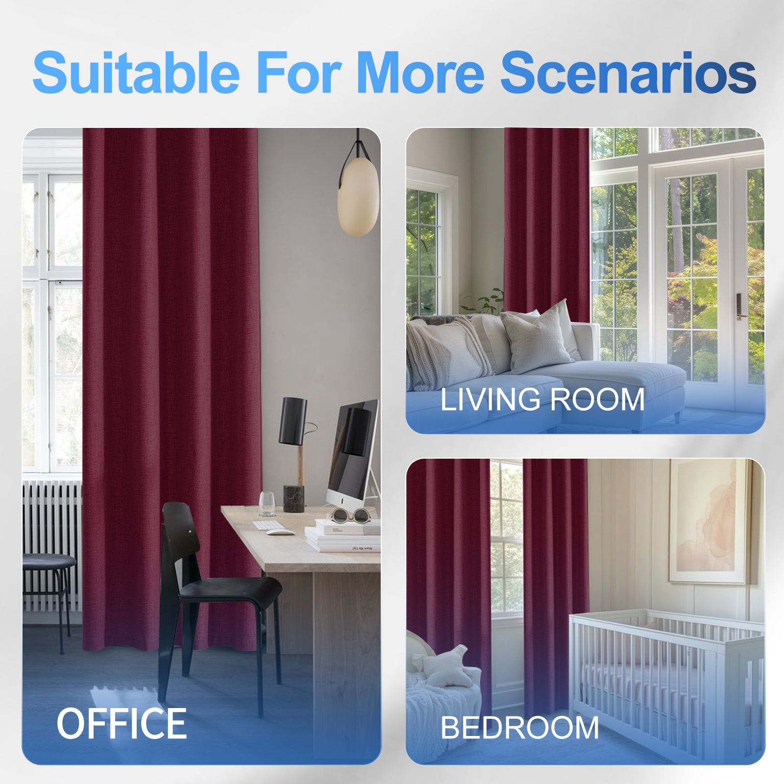 2 Pieces 100% Blackout Linen Curtains 140x175 cm Thermal