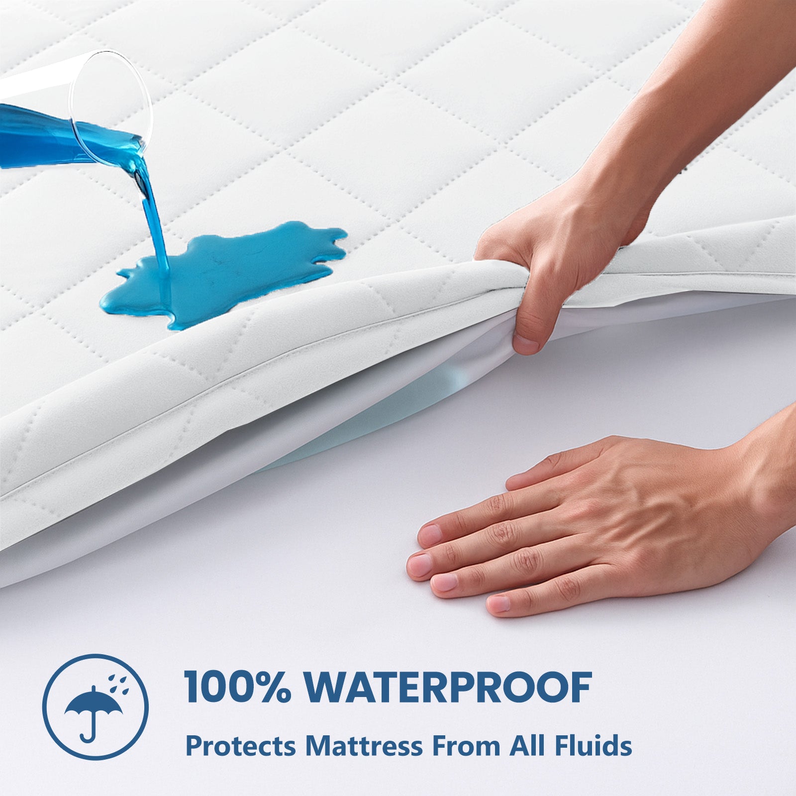 Waterproof Quilted Mattress Protector with Deep Pocket and Elastic Fit