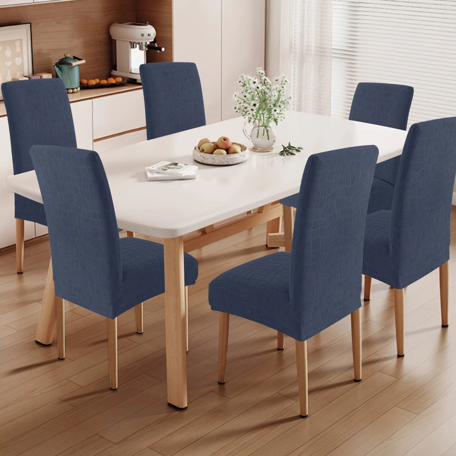 YSTYLE 4 PCS Fundas para Sillas – Ajuste Elástico, Resistente a los Rayones, Protector Universal para Sillas de Comedor - Ondulado 