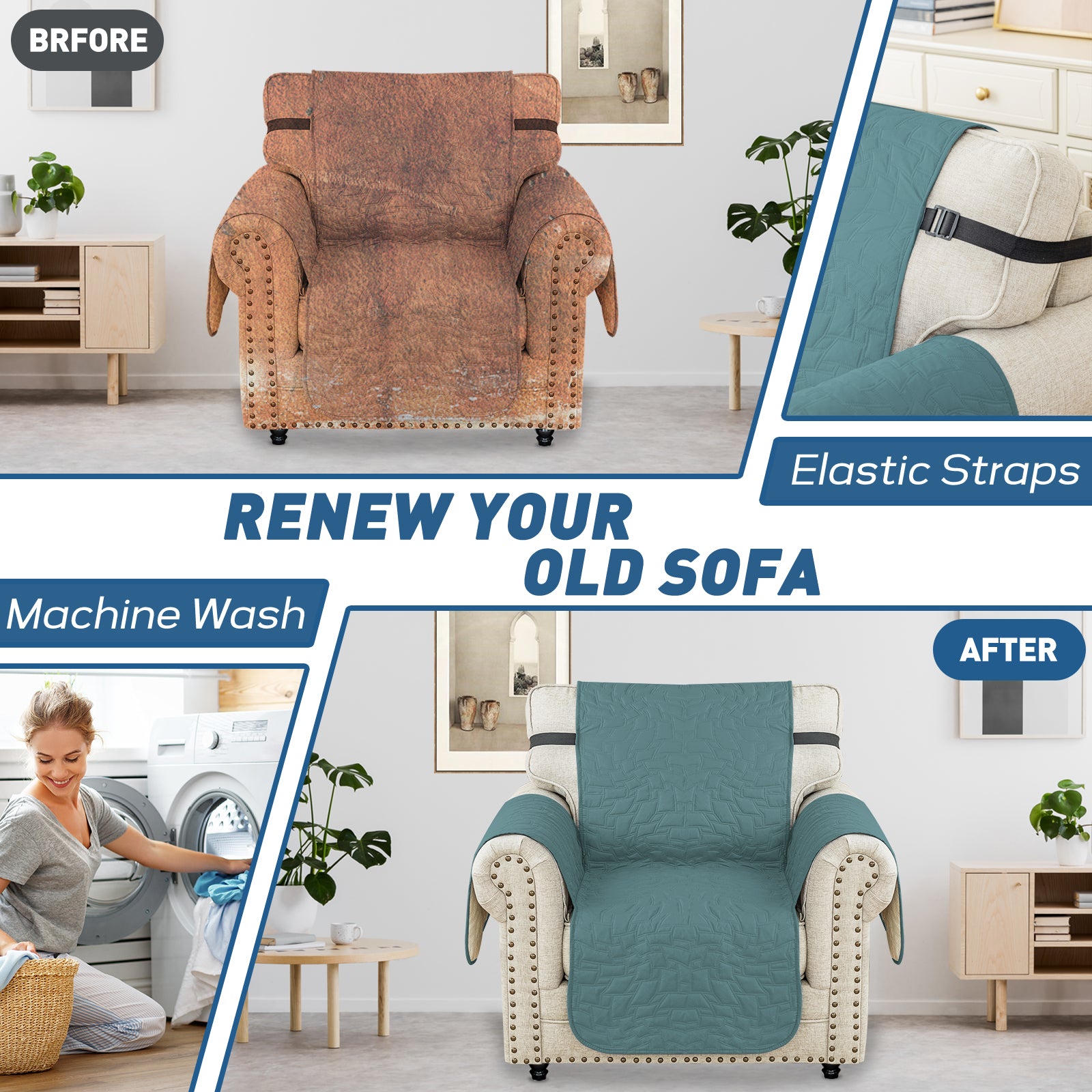 Copertura Impermeabile per Poltrona Singola con Braccioli e Funzione Antiscivolo | YSTYLE