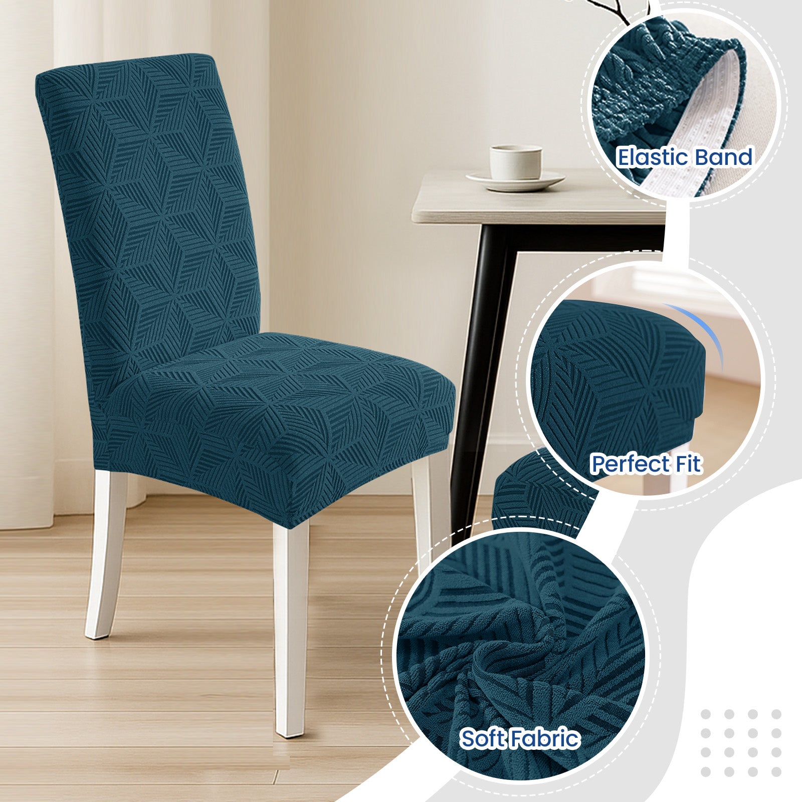 Ystyle 4-Piece Chair Covers with Backrest, Elastic Slipcovers, Universal Living Room Kitchen Chair Protectors, Cat Scratch-Resistant Modern Stain-Proof Dining Chair Covers