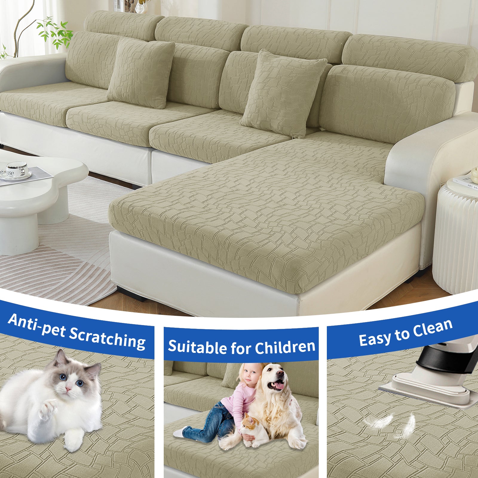 YSTYLE 2 pezzi Copertura per sedile divano elasticizzata 1 posto geometrico anti-scivolo