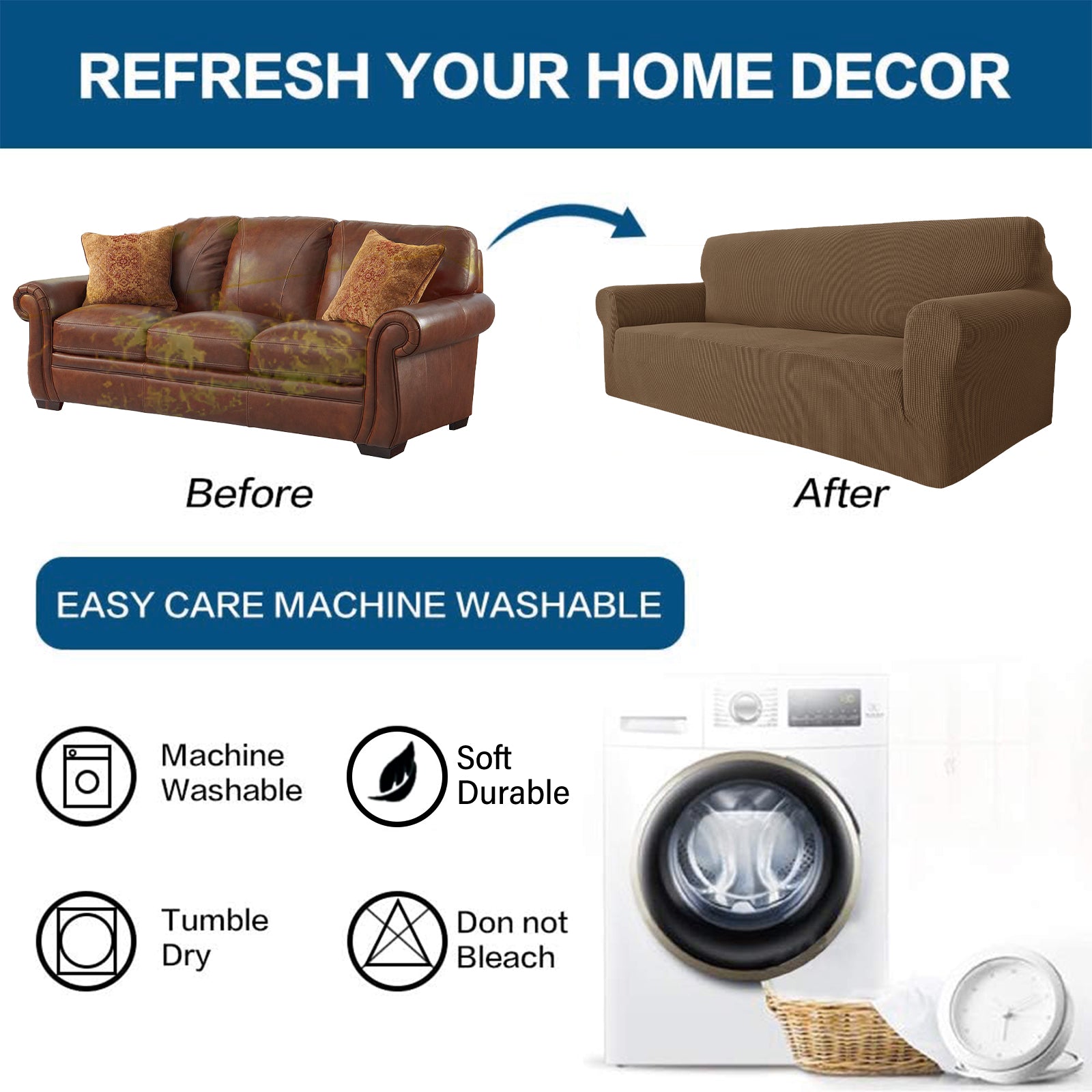 YSTYLE Cubierta de Sofá para 3 Personas – Elástica, Antideslizante y Amigable con Mascotas, Resistente a los Rayones, Lavable-Red 