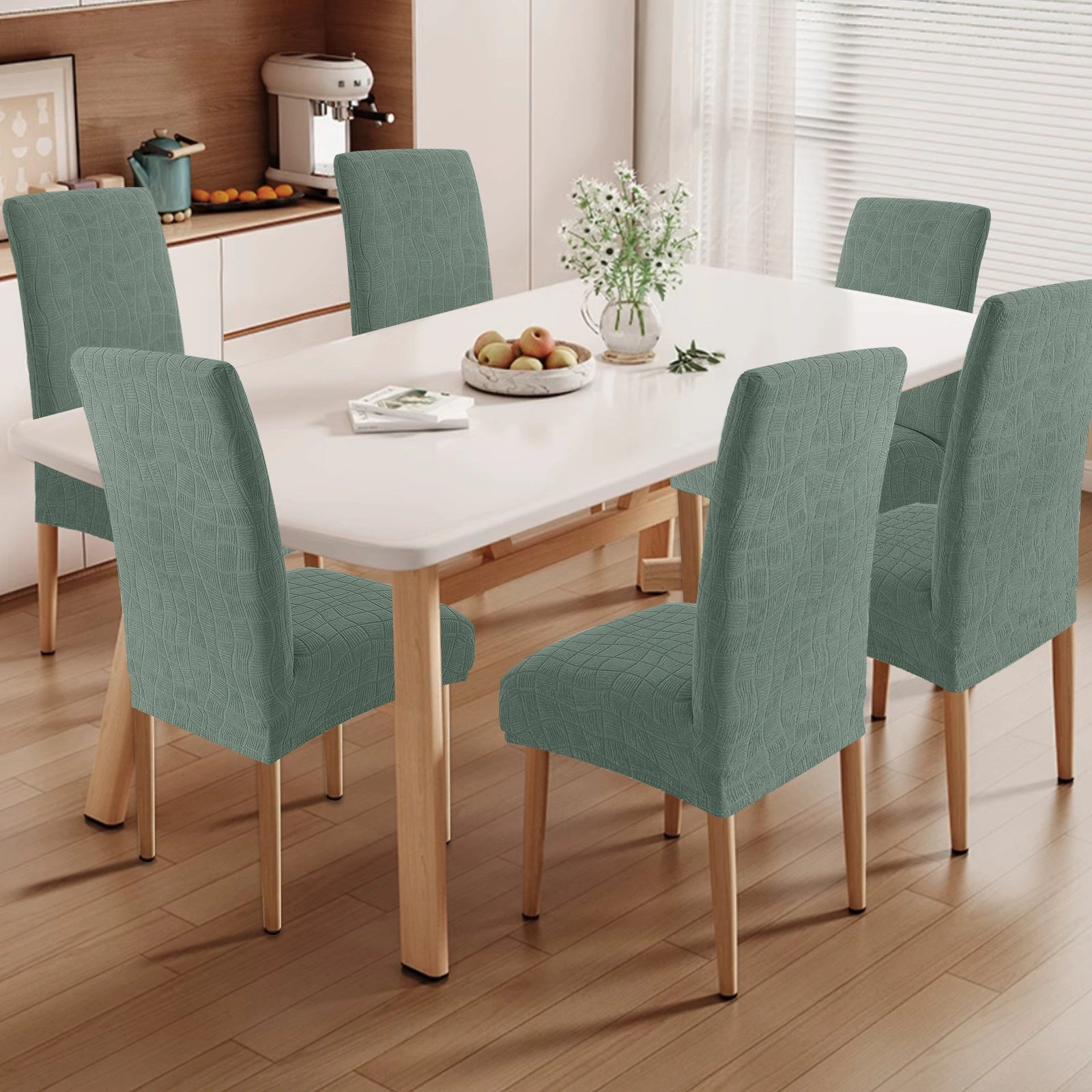 YSTYLE 6 PCS Fundas para Sillas – Ajuste Elástico, Resistente a los Rayones, Protector Universal para Sillas de Comedor - Ondulado 