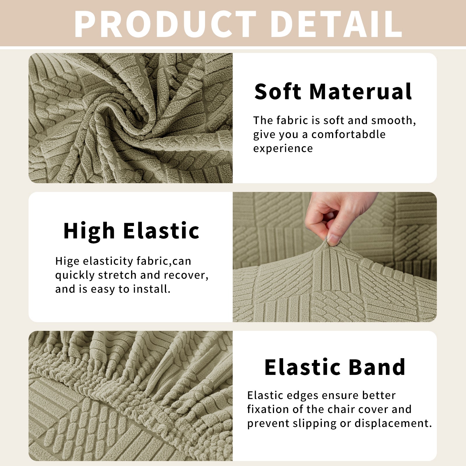 YSTYLE Universal 6 piezas fundas de silla, ajuste elástico, resistente a los arañazos, tela suave - cinco líneas. 