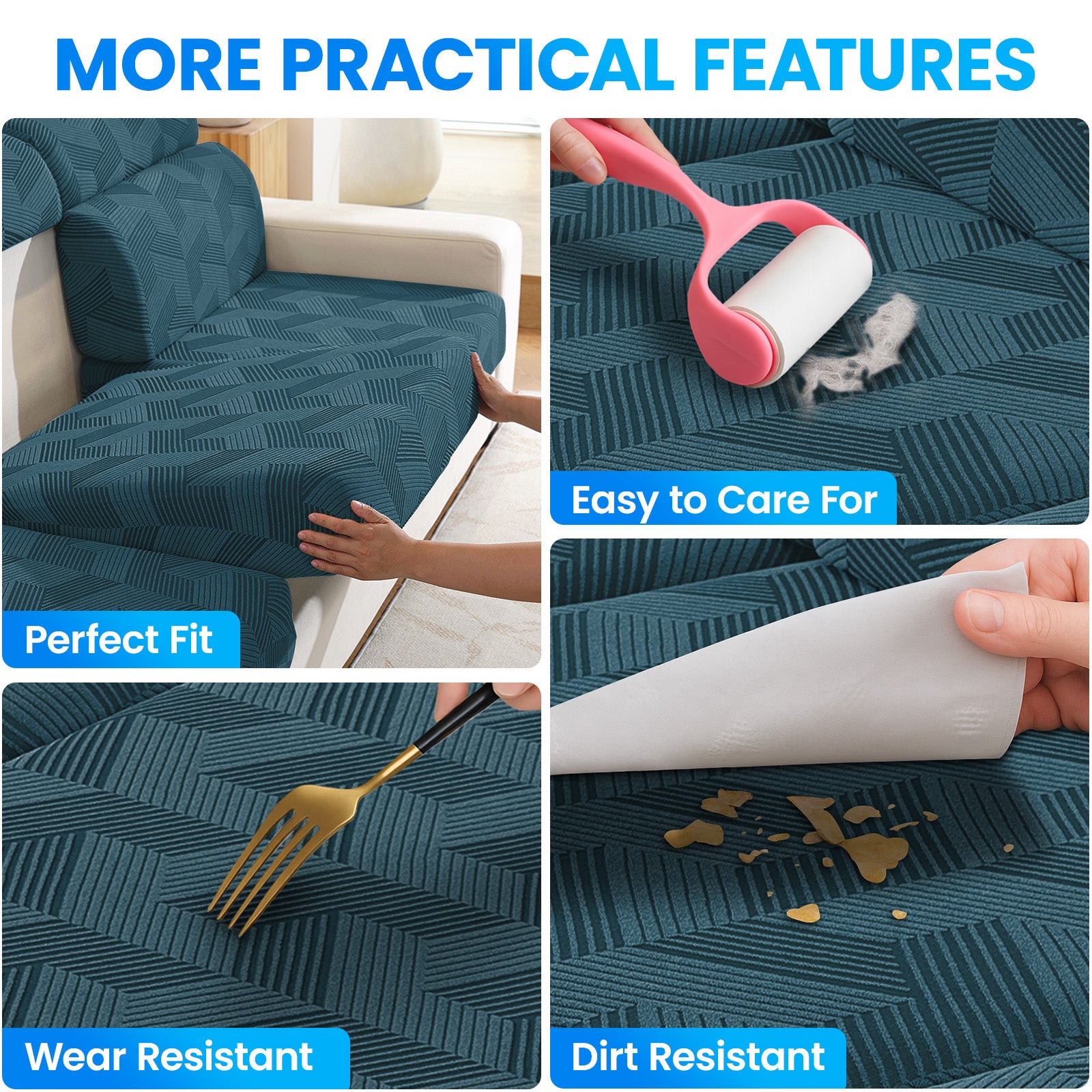 Ystyle Elastic Sofa Seat Cover, Universal Living Room Cushion Cover, Separate Sofa Cushion Slipcovers, Non-Slip, Stain-Resistant, Super Soft & Washable(2 Pieces+Chaise longue)