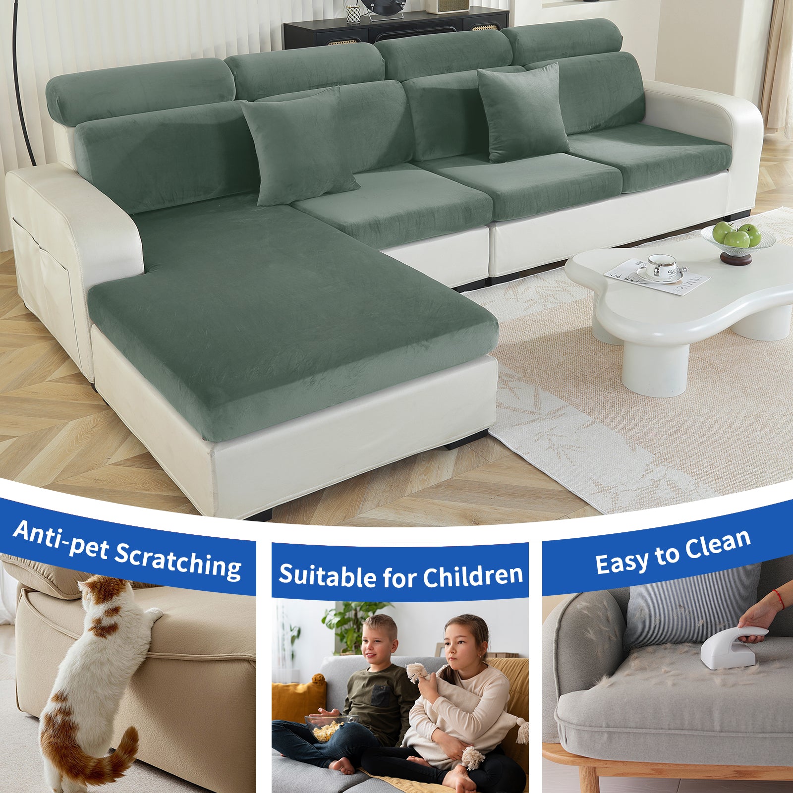 YSTYLE Samt-Stretch-Sofaschoner 1-sitzig Anti-Rutsch