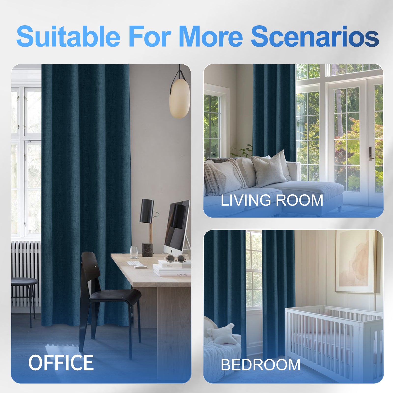 2 Pieces 100% Blackout Linen Curtains 140x175 cm Thermal