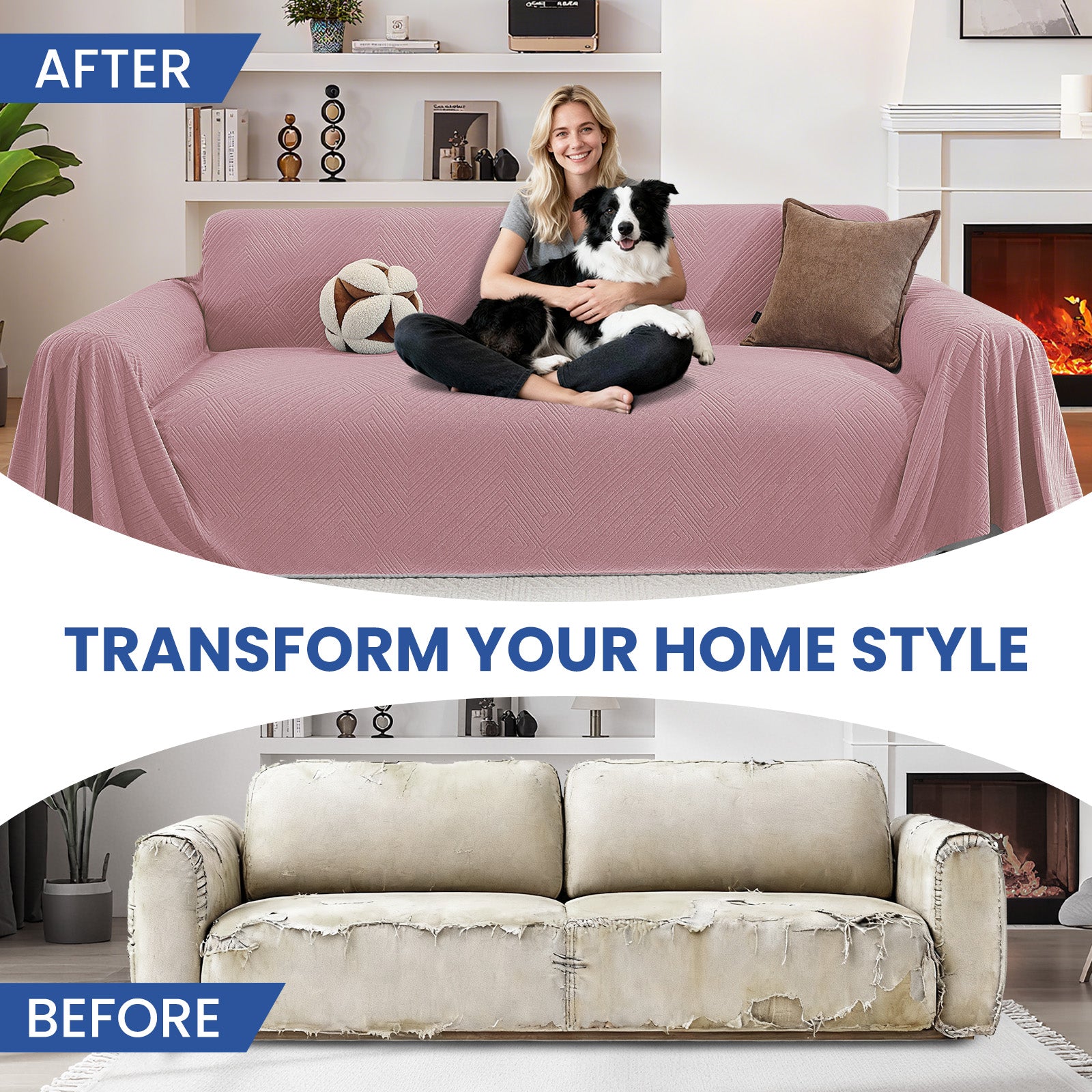 Ystyle 3 Seater Sofa Cover, 180x340 cm, Anti-Claw Protection, Soft Universal Sofa Cover, Anti-Dust, Large Size Modern Washable Sofa Throw