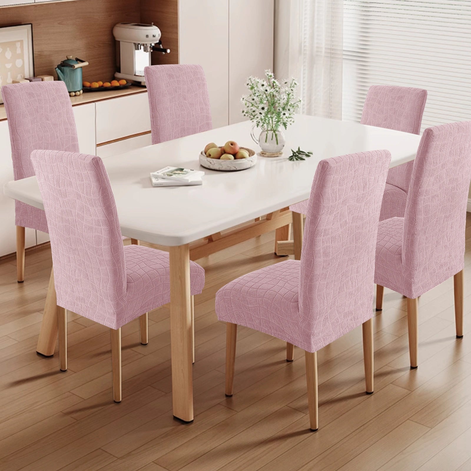 YSTYLE 4 PCS Fundas para Sillas – Ajuste Elástico, Resistente a los Rayones, Protector Universal para Sillas de Comedor - Ondulado 