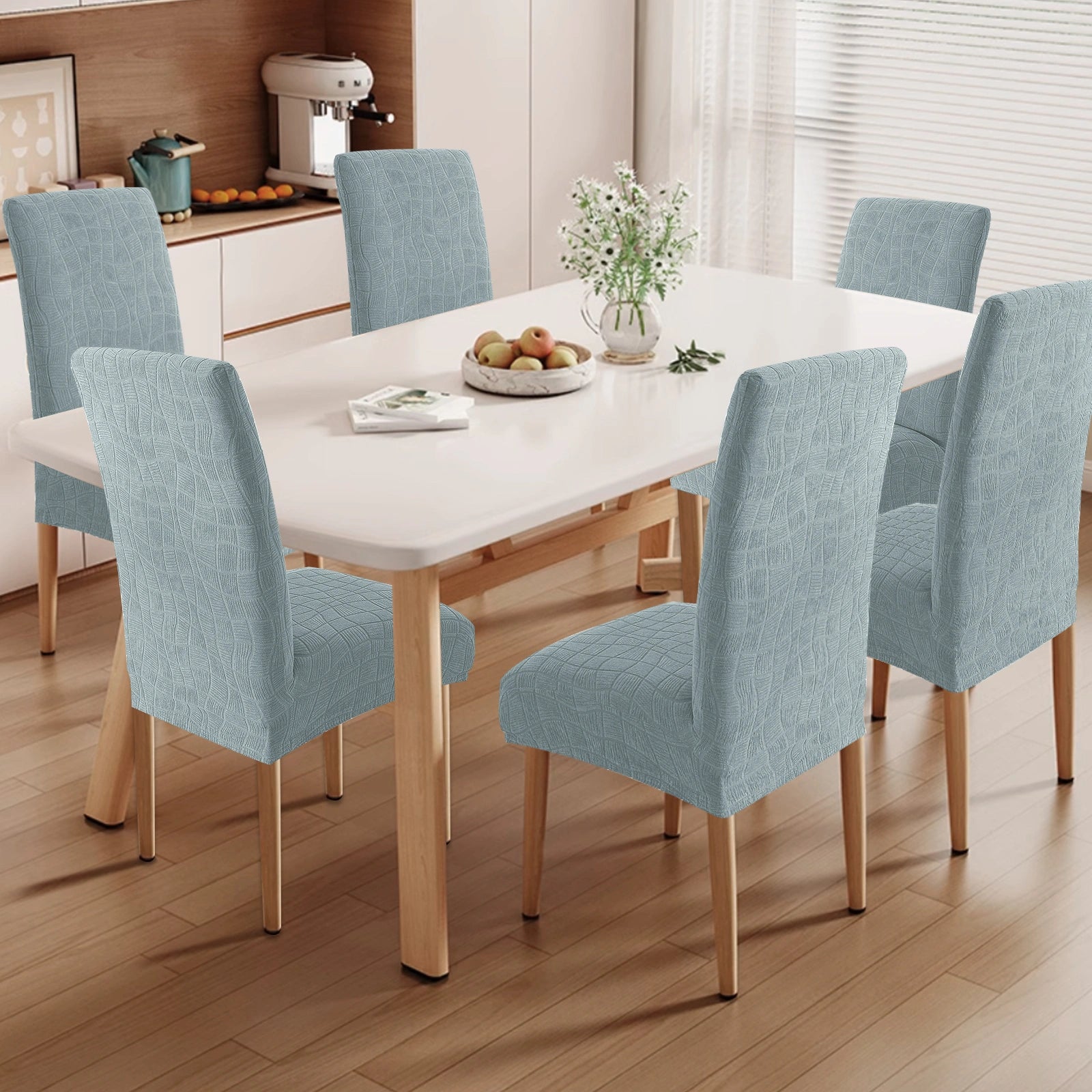 YSTYLE 4 PCS Fundas para Sillas – Ajuste Elástico, Resistente a los Rayones, Protector Universal para Sillas de Comedor - Ondulado 
