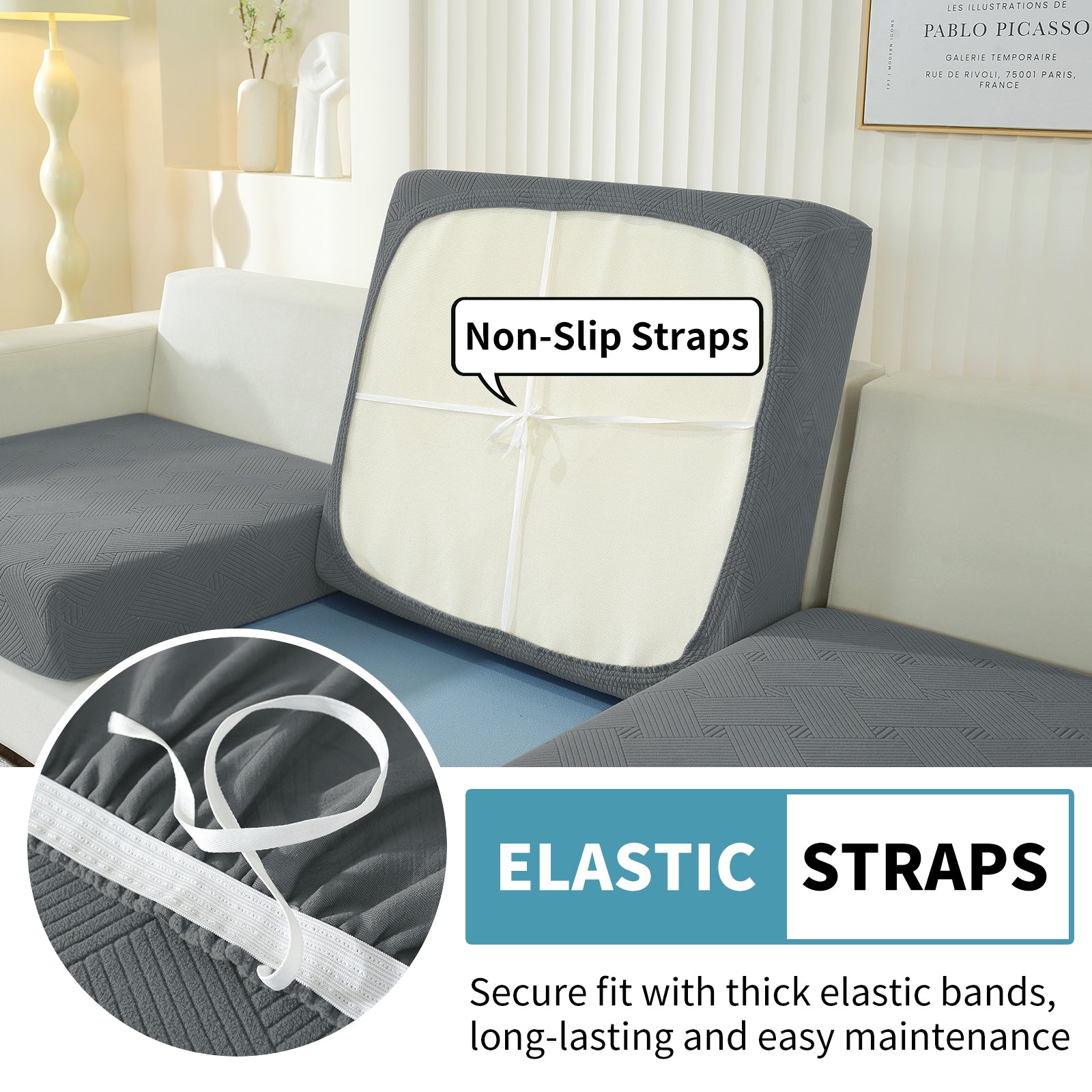 YSTYLE Sofá 1 Pieza Manta para Asiento – Ajuste Elástico, Antideslizante, Patrón Geométrico, Uso Universal, Protección Total - Patrón Entrelazado